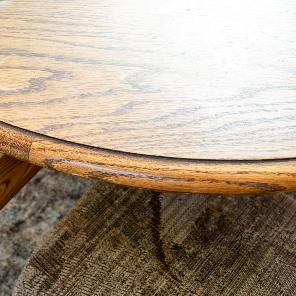 Vintage Oak Dining Table with Rolling Armchairs