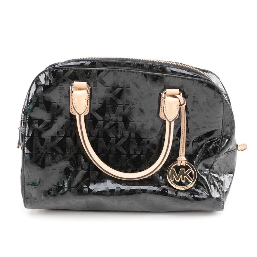 MICHAEL Michael Kors Black Patent Leather Logo Handbag