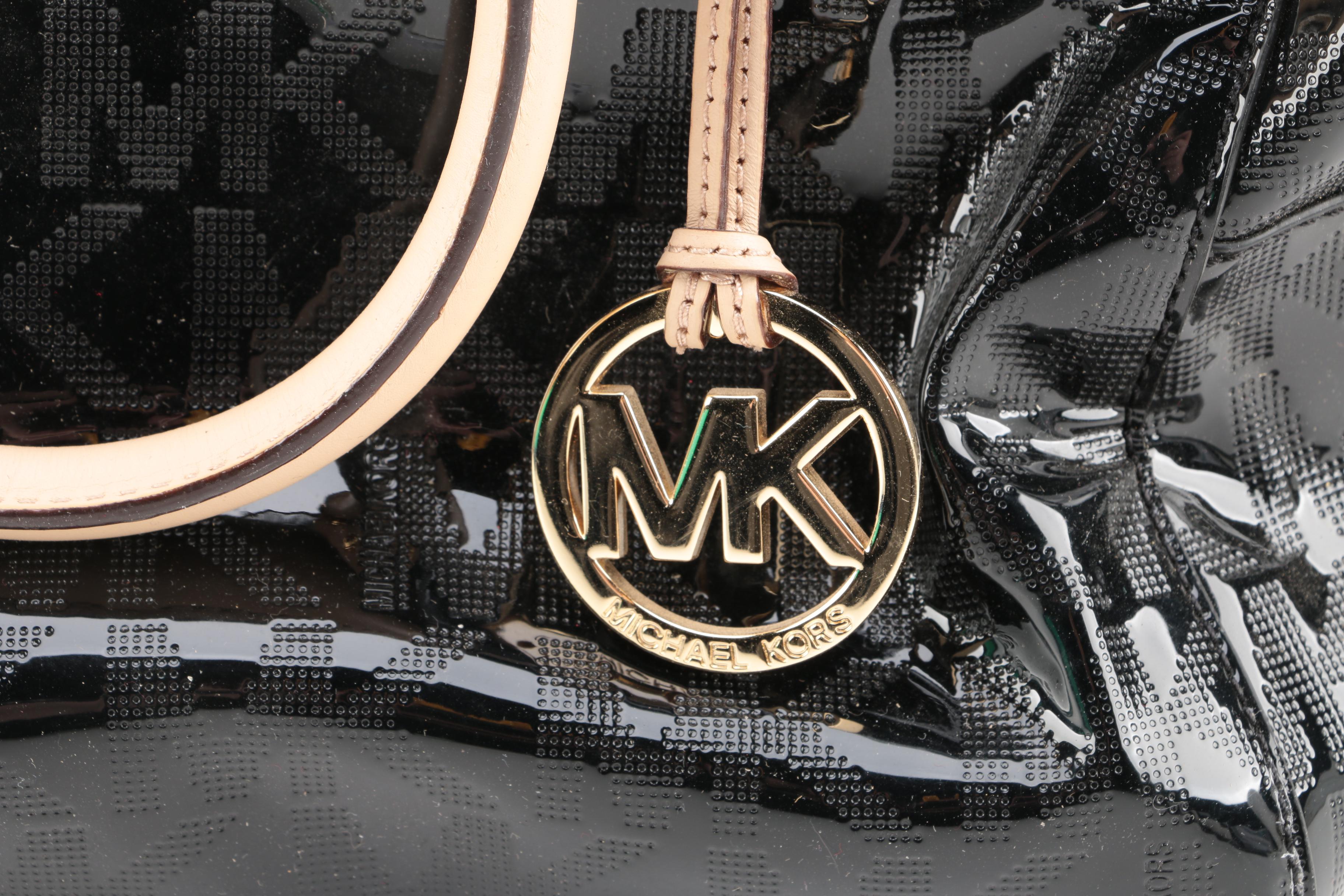 MICHAEL Michael Kors Black Patent Leather Logo Handbag