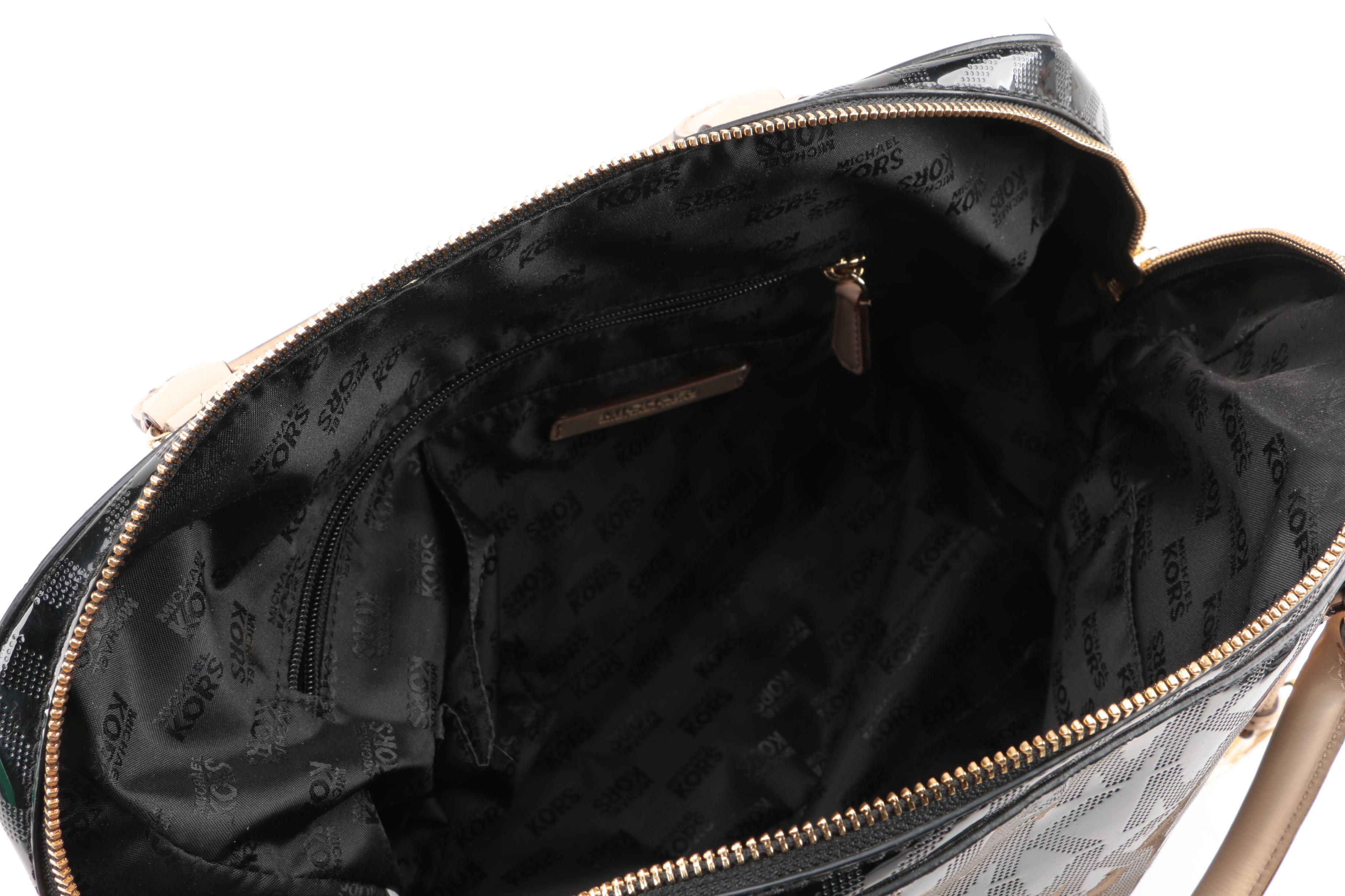 MICHAEL Michael Kors Black Patent Leather Logo Handbag