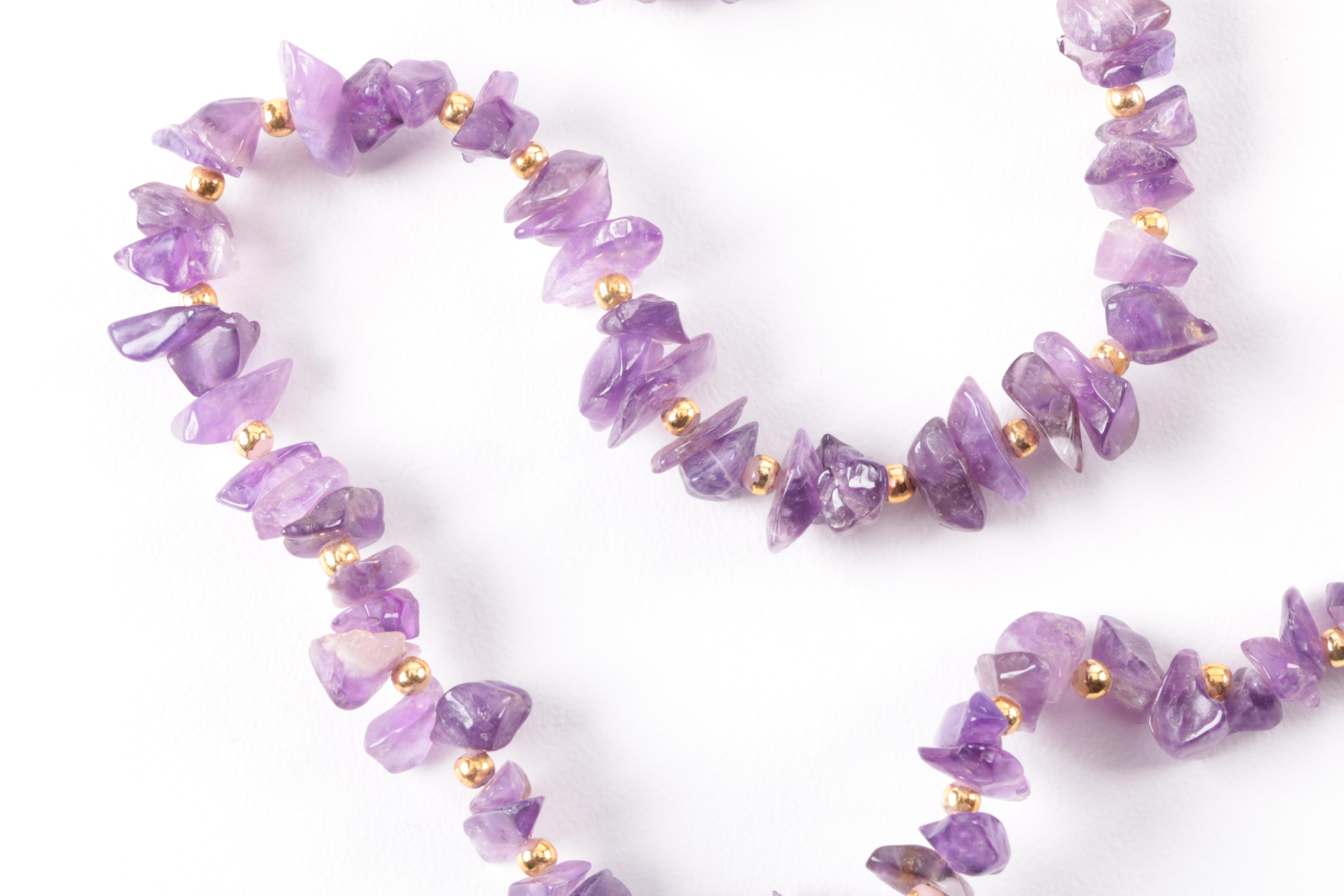 Amethyst Necklace with Gold Toned Spacers