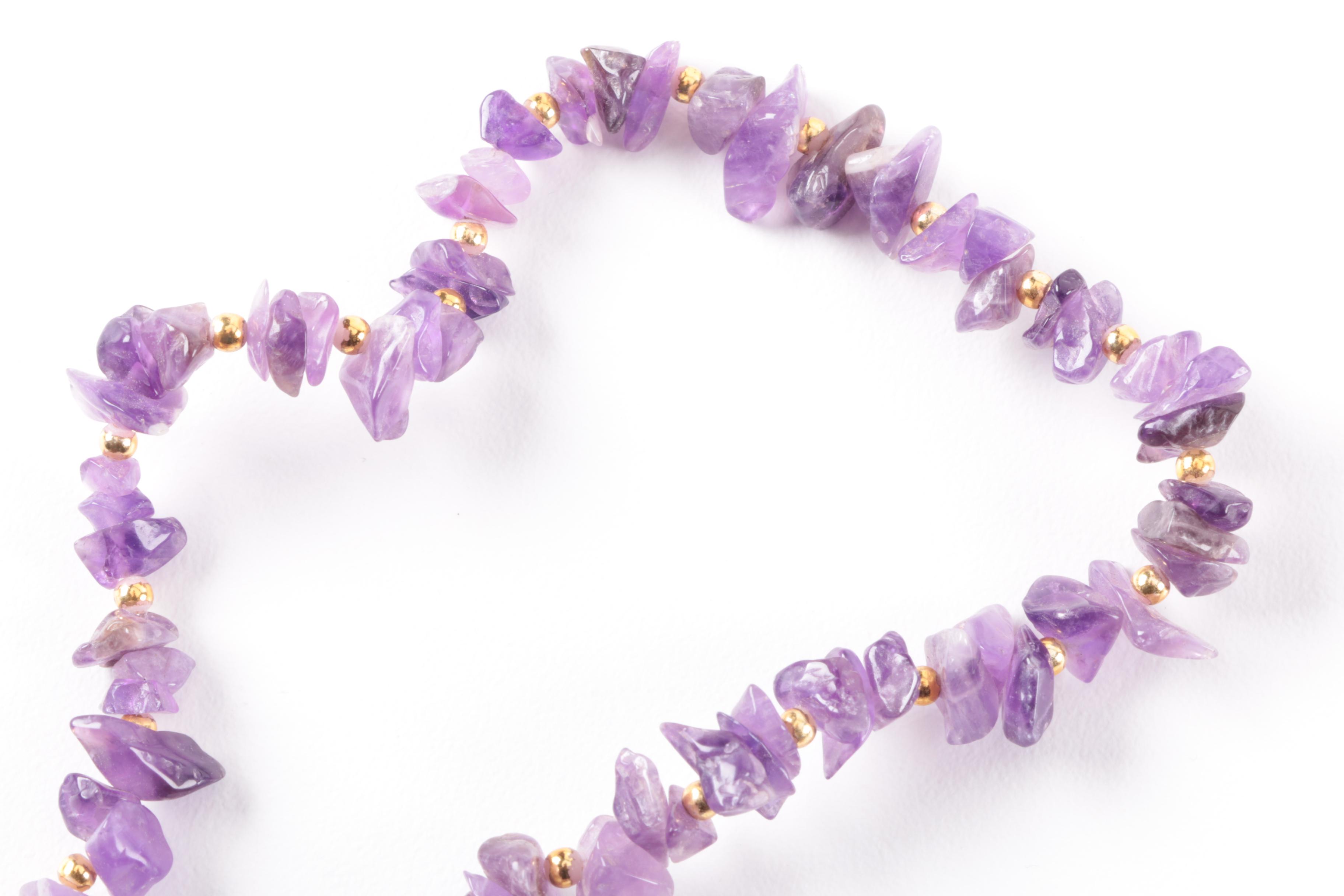 Amethyst Necklace with Gold Toned Spacers