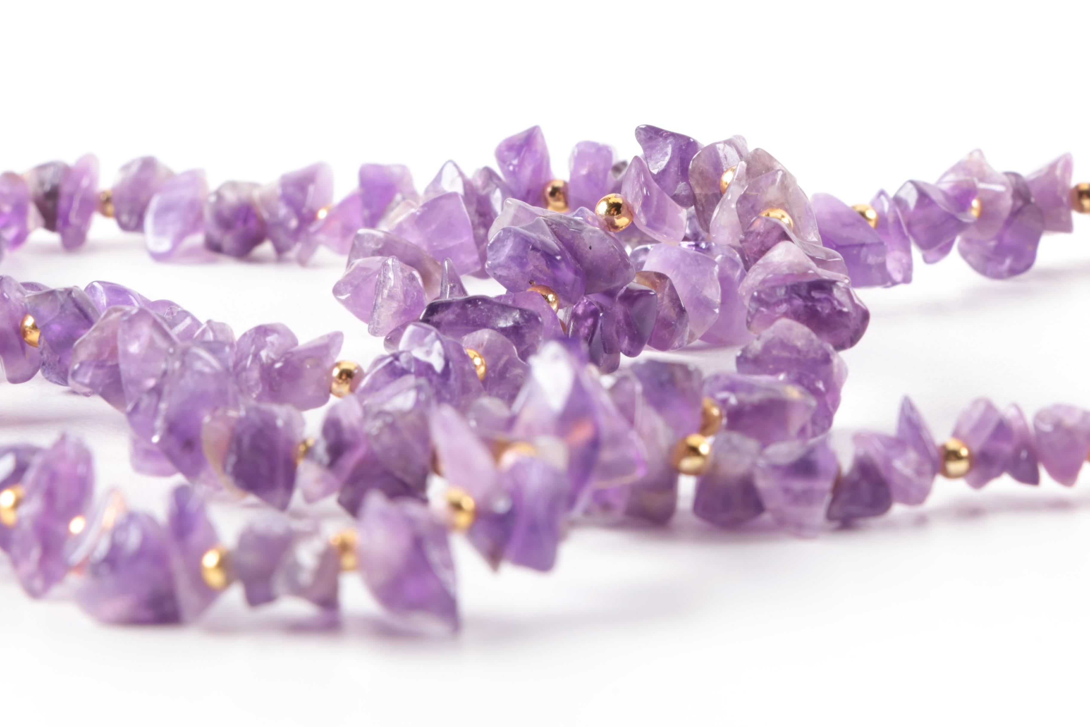 Amethyst Necklace with Gold Toned Spacers