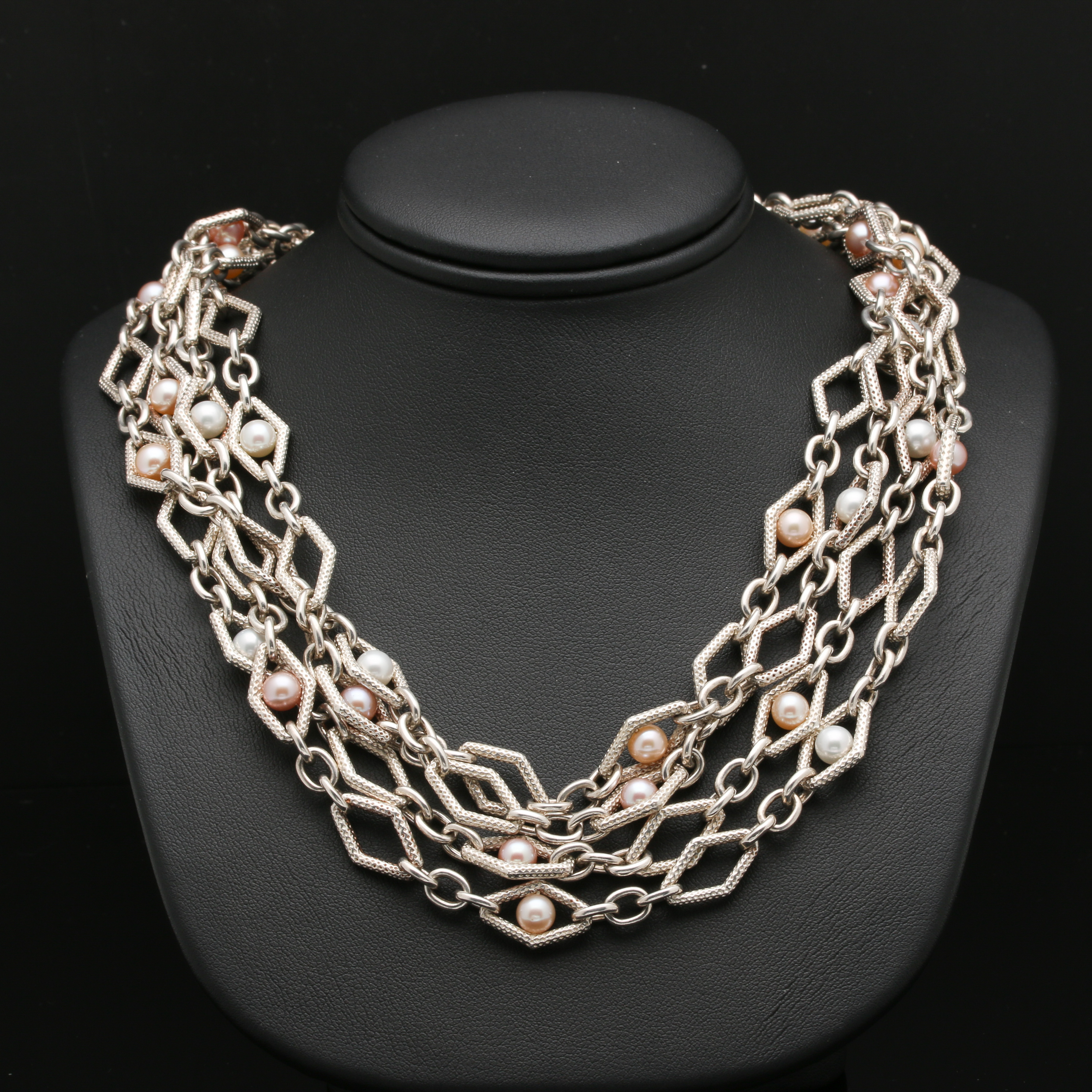 Charles Krypell Sterling Silver Cultured Pearl Necklace