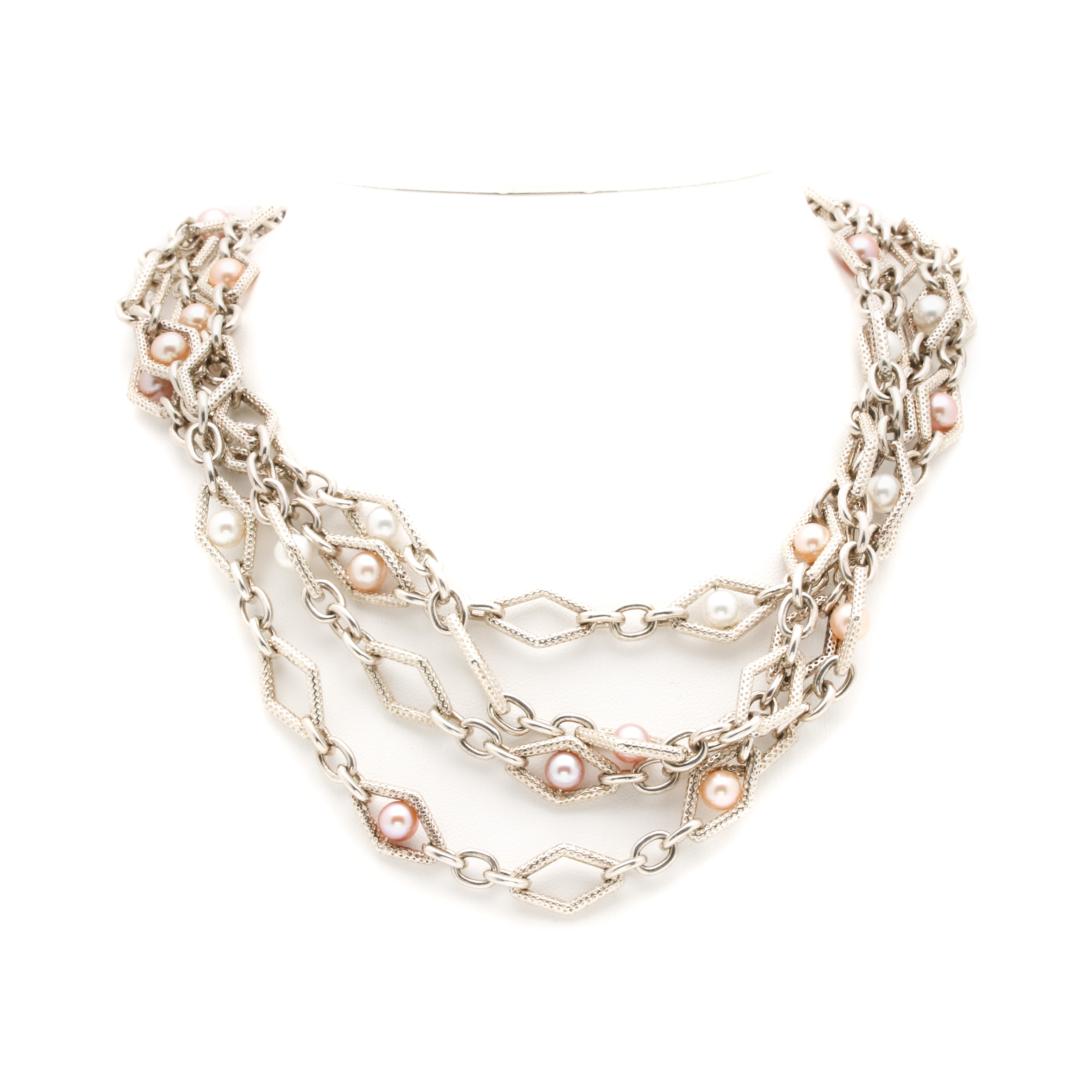 Charles Krypell Sterling Silver Cultured Pearl Necklace