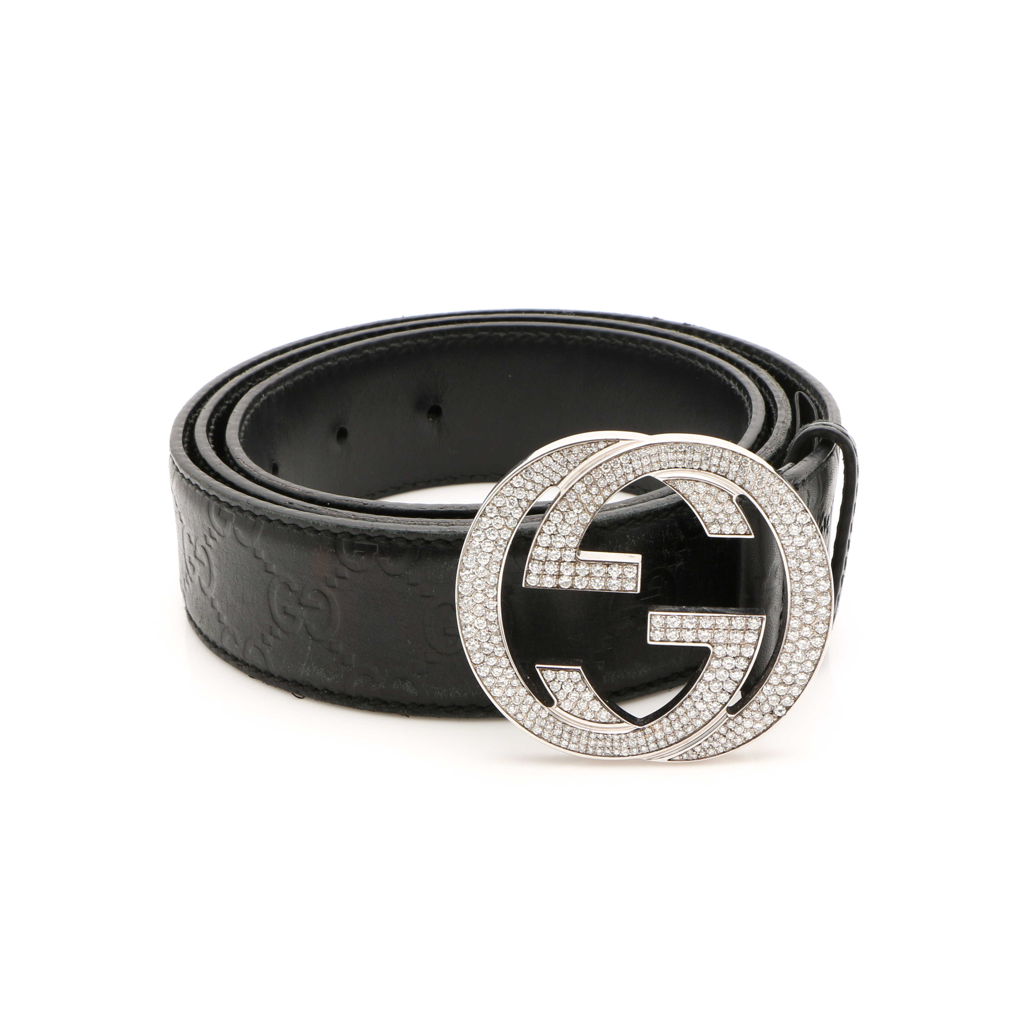 Custom Gucci 6.07 CTW Diamond and Black Leather Belt