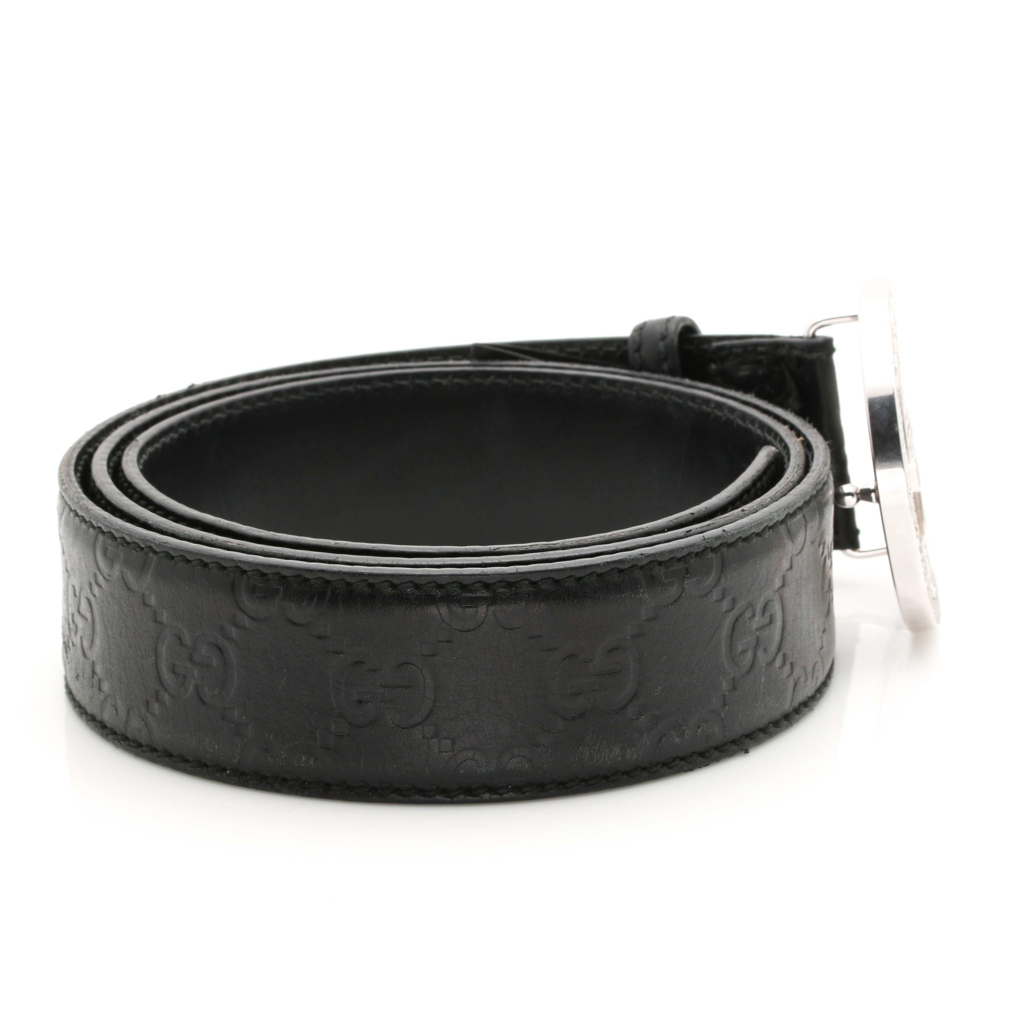 Custom Gucci 6.07 CTW Diamond and Black Leather Belt