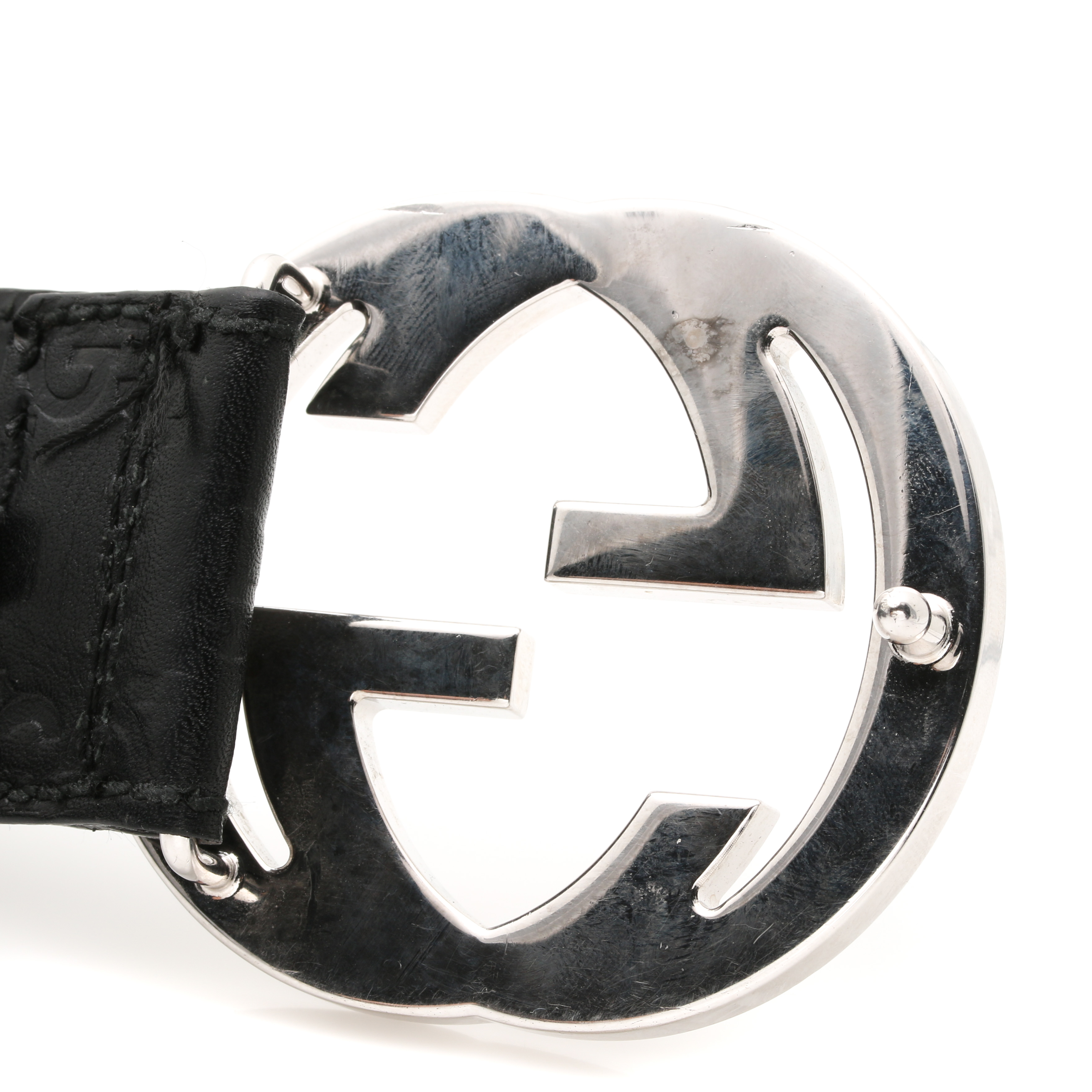 Custom Gucci 6.07 CTW Diamond and Black Leather Belt