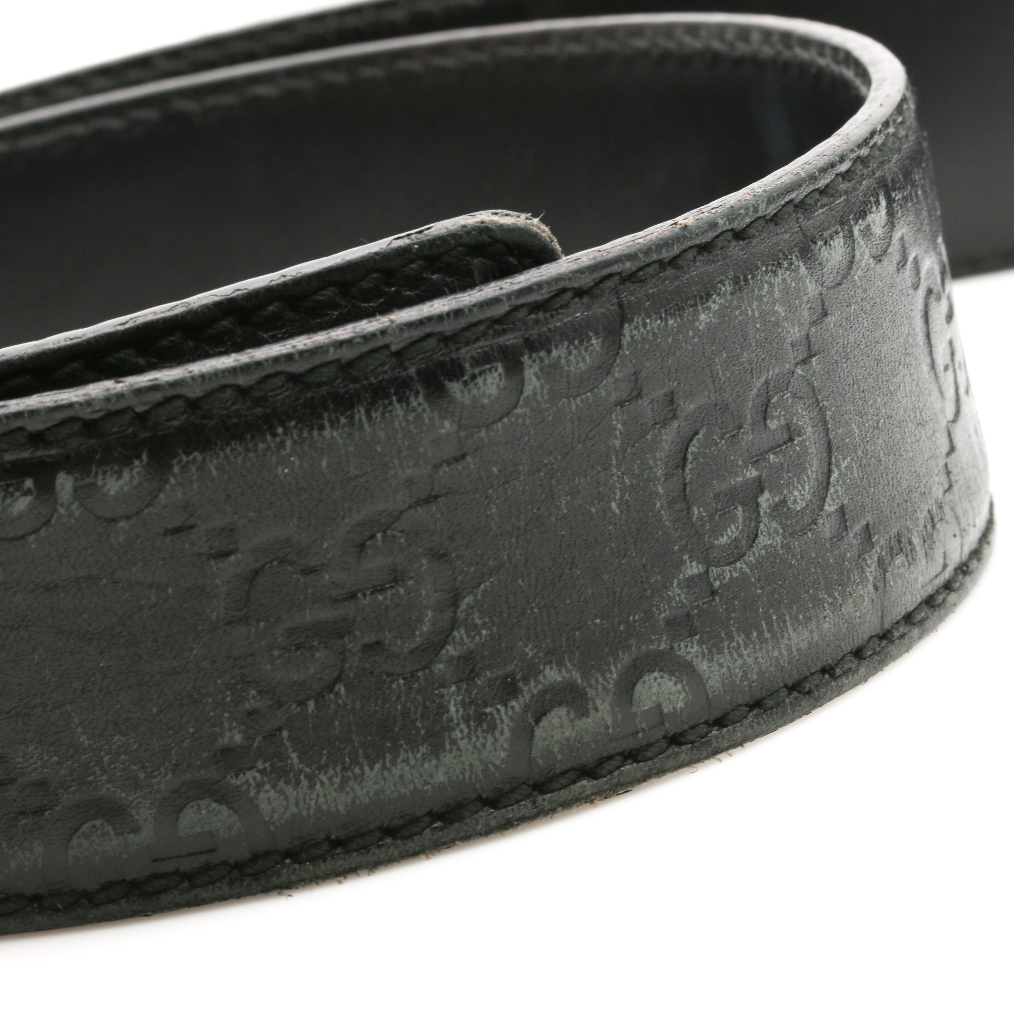 Custom Gucci 6.07 CTW Diamond and Black Leather Belt
