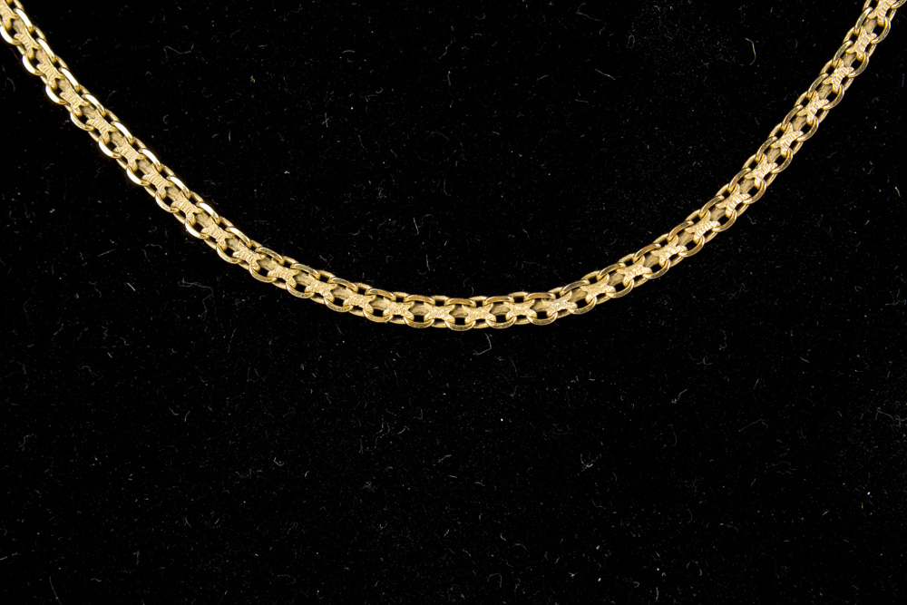 14K Yellow Gold Fancy Byzantine Chain Necklace