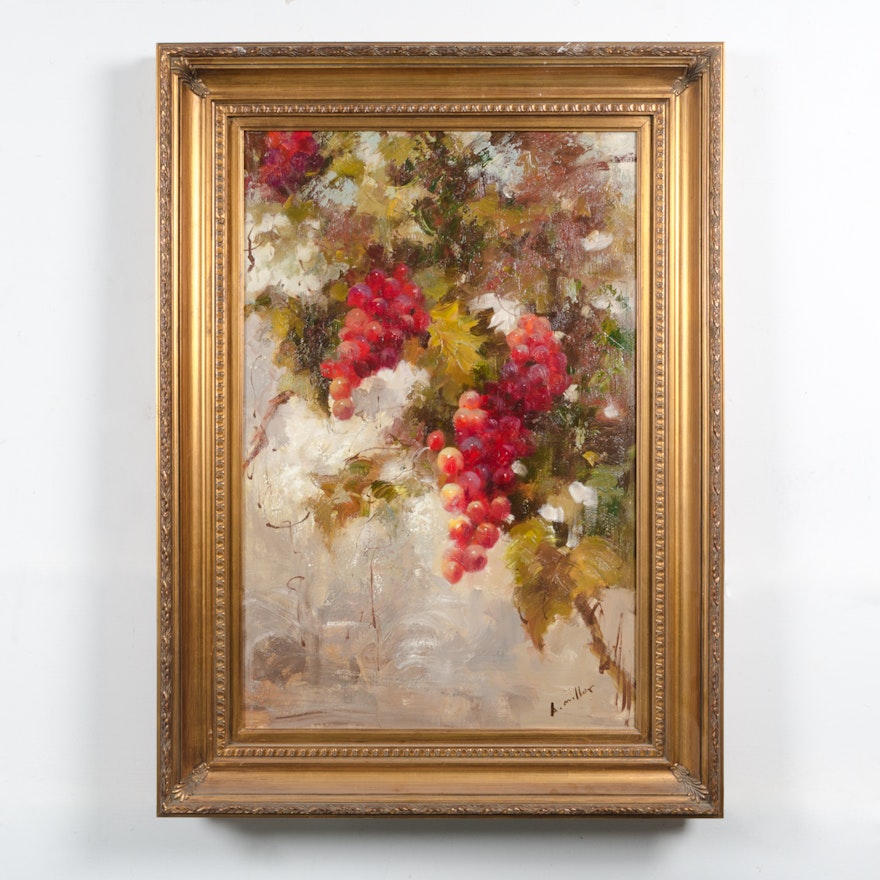 A. Miller Oil Painting "Grapes on a Branch"