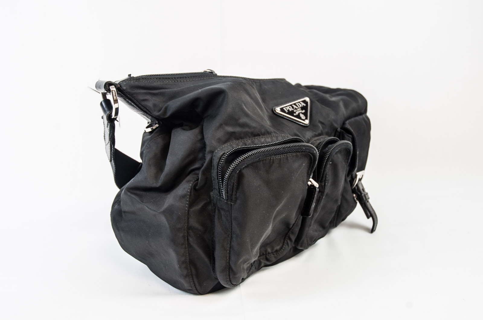 Prada Black Nylon Pocket Messenger Bag