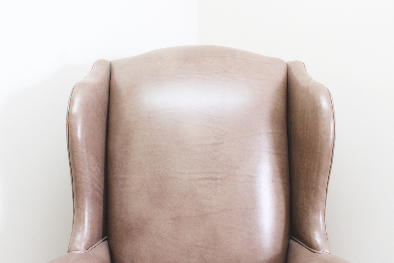 Genuine Leather Wing-Back Chair with Ottoman by Thomasville