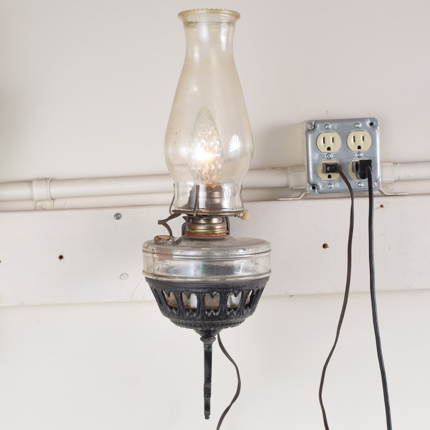 Converted Antique Wall Oil Lamp