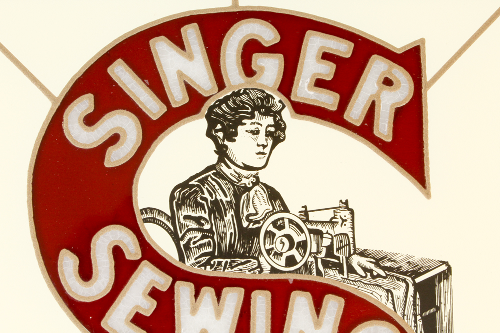 Singer Sewing Machines Stained Glass-Style Panel