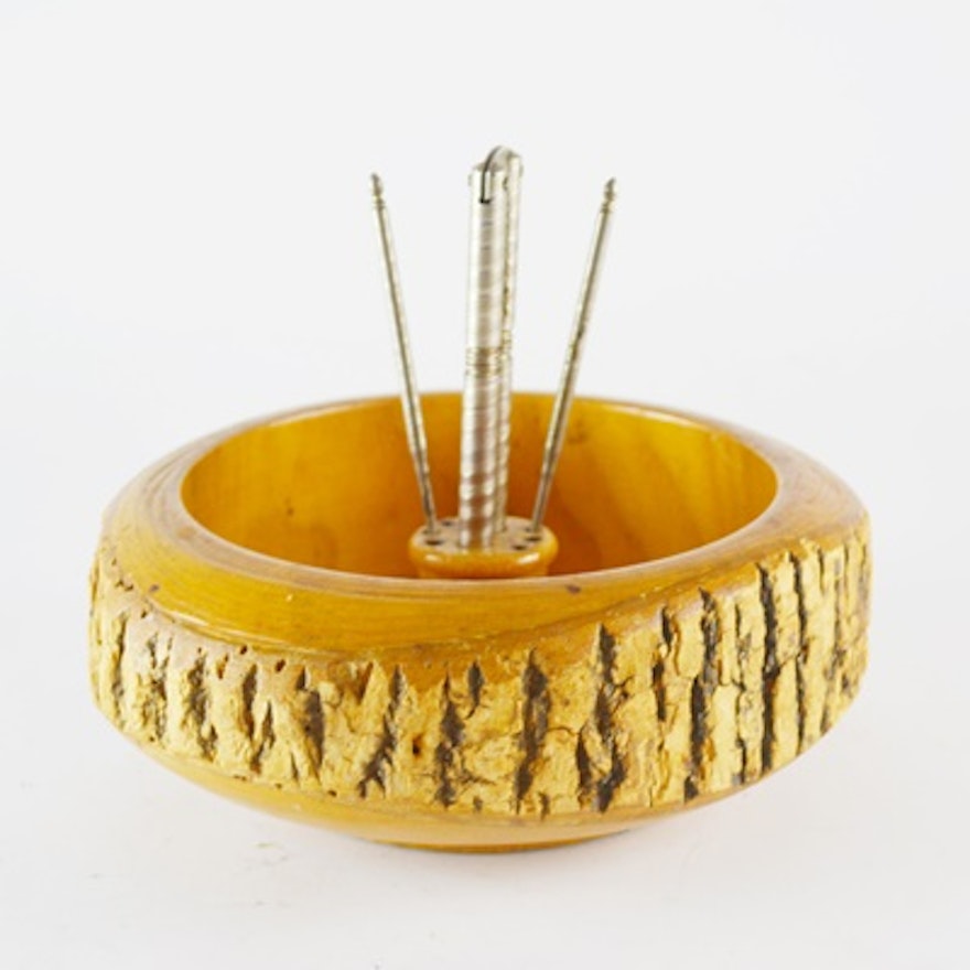 Wood Nut Bowl and Nut Cracking Utensils