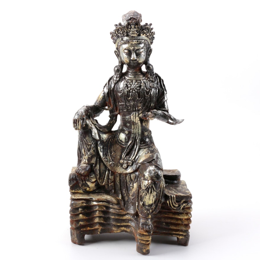 Cast Metal Guanyin Figure