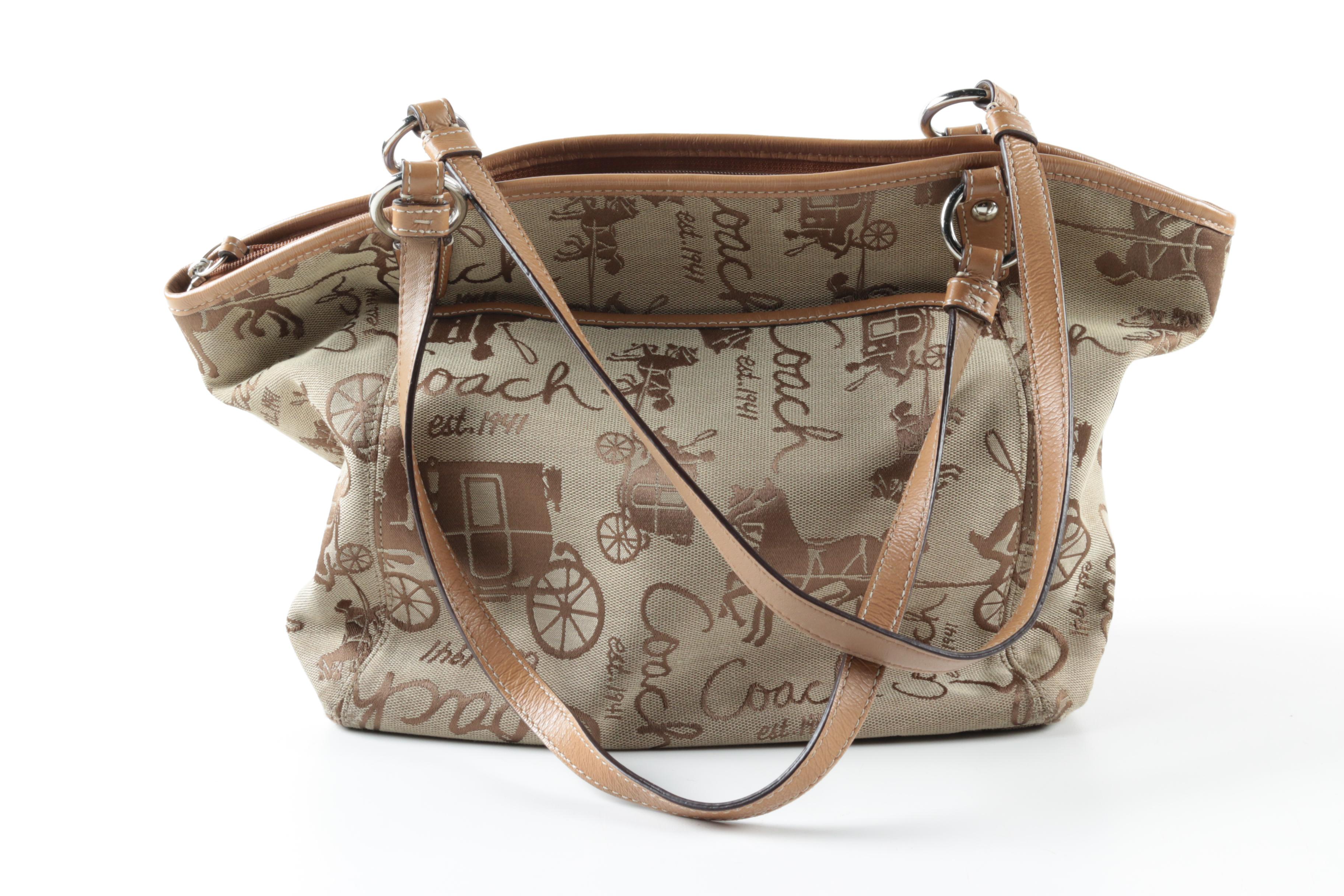 Coach Leah Horse and Carriage Canvas Tote