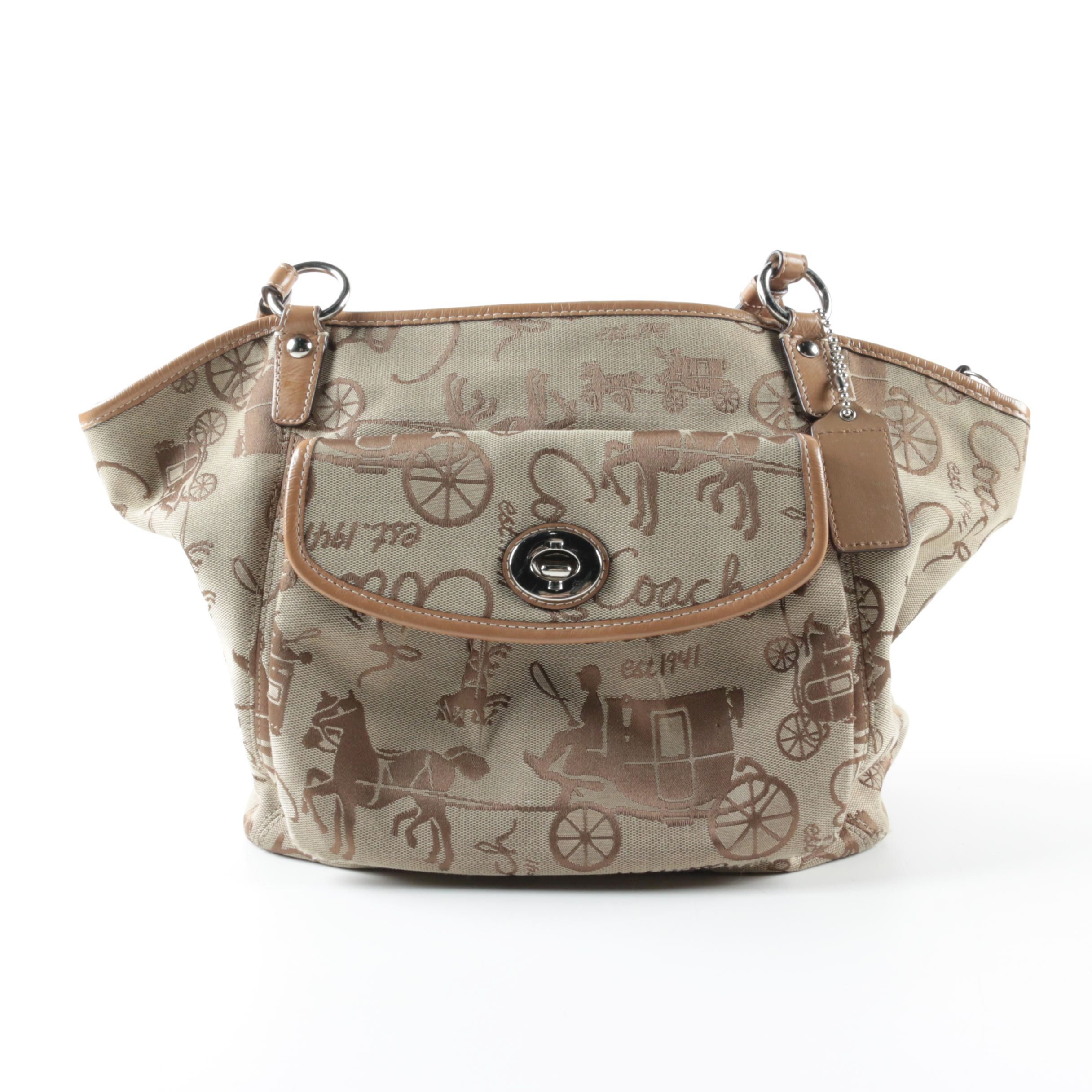 Coach Leah Horse and Carriage Canvas Tote