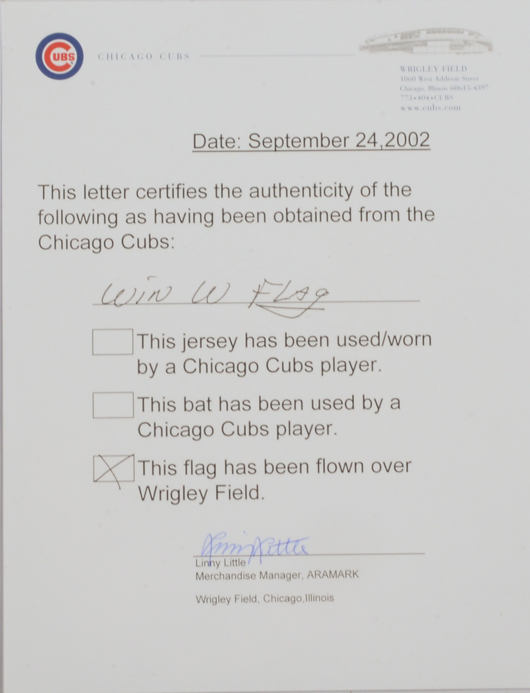 Chicago Cubs Wrigley Field Banner  COA