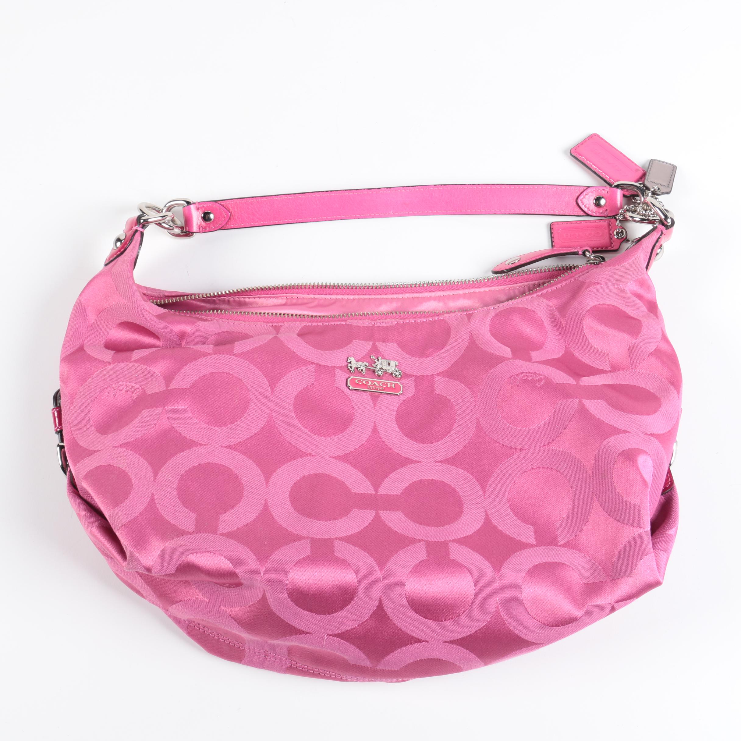 Coach Madison Hailey Signature Raspberry Hobo Bag