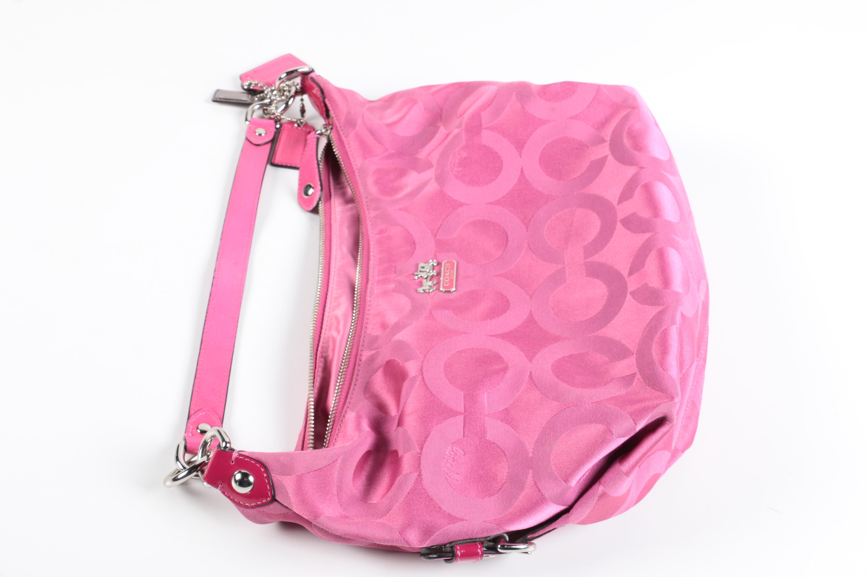 Coach Madison Hailey Signature Raspberry Hobo Bag