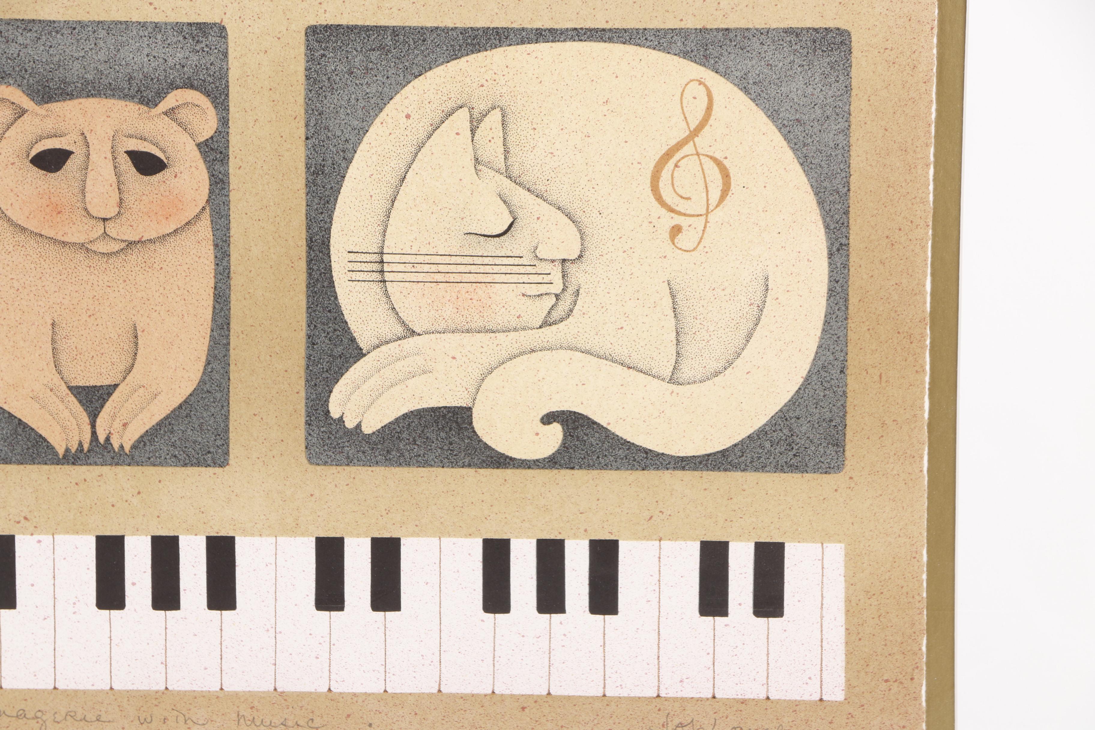 Carol Jablonsky Lithograph "Menagerie with Music"