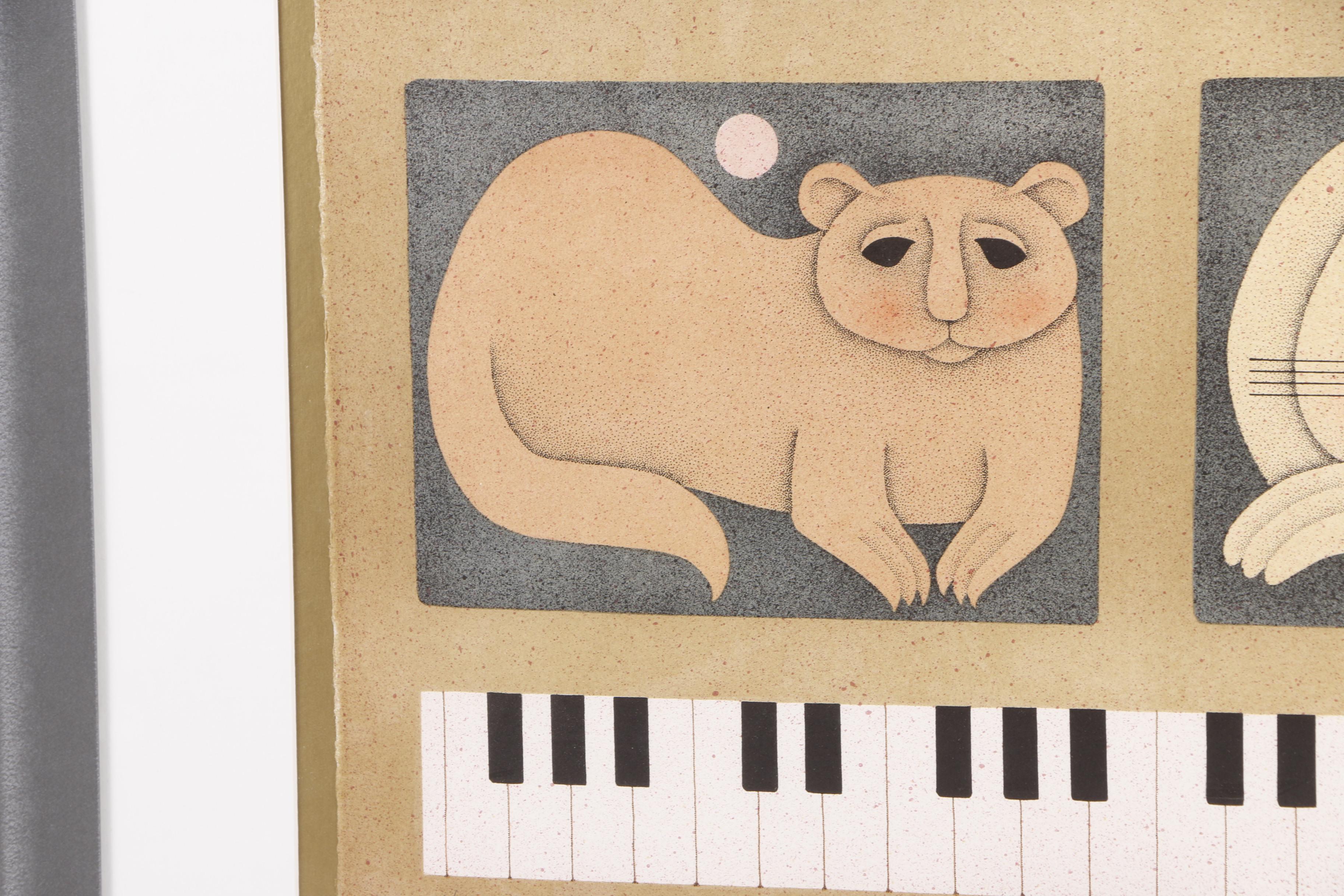 Carol Jablonsky Lithograph "Menagerie with Music"