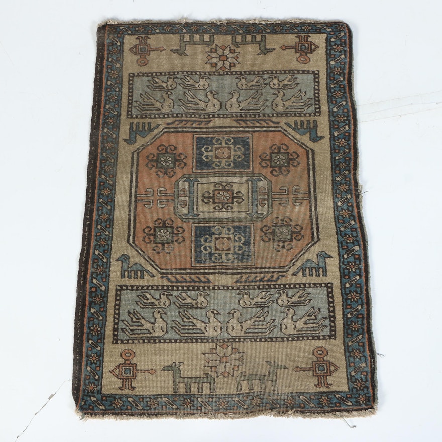 Hand-Knotted Caucasian Wool Accent Rug