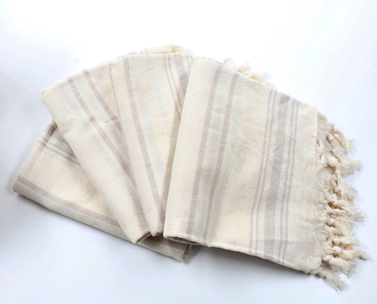 Ten "Biscuit" Latte Bowls from Portugal and Six Linen Table Runners