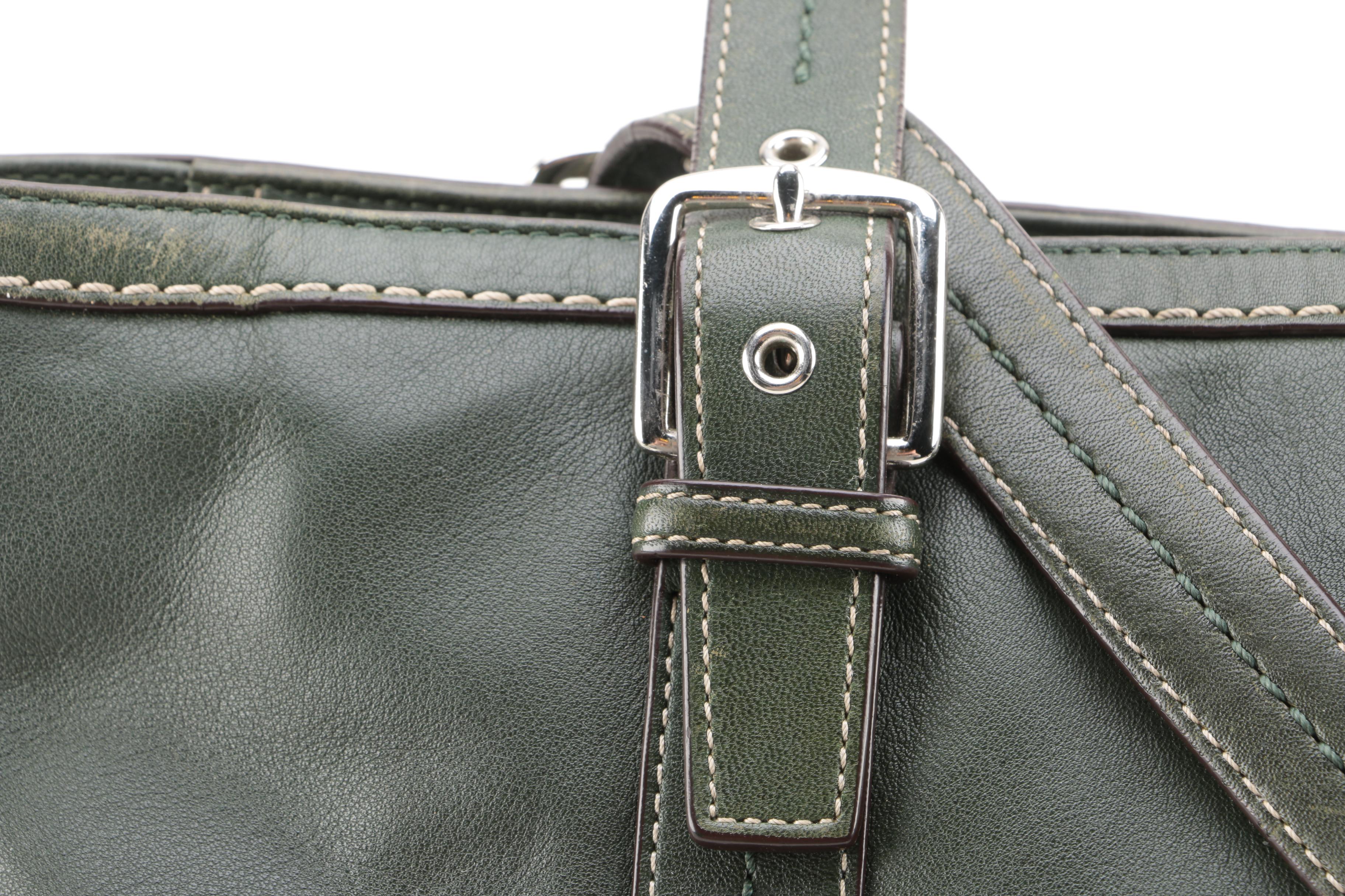 Coach Green Leather Tote Bag