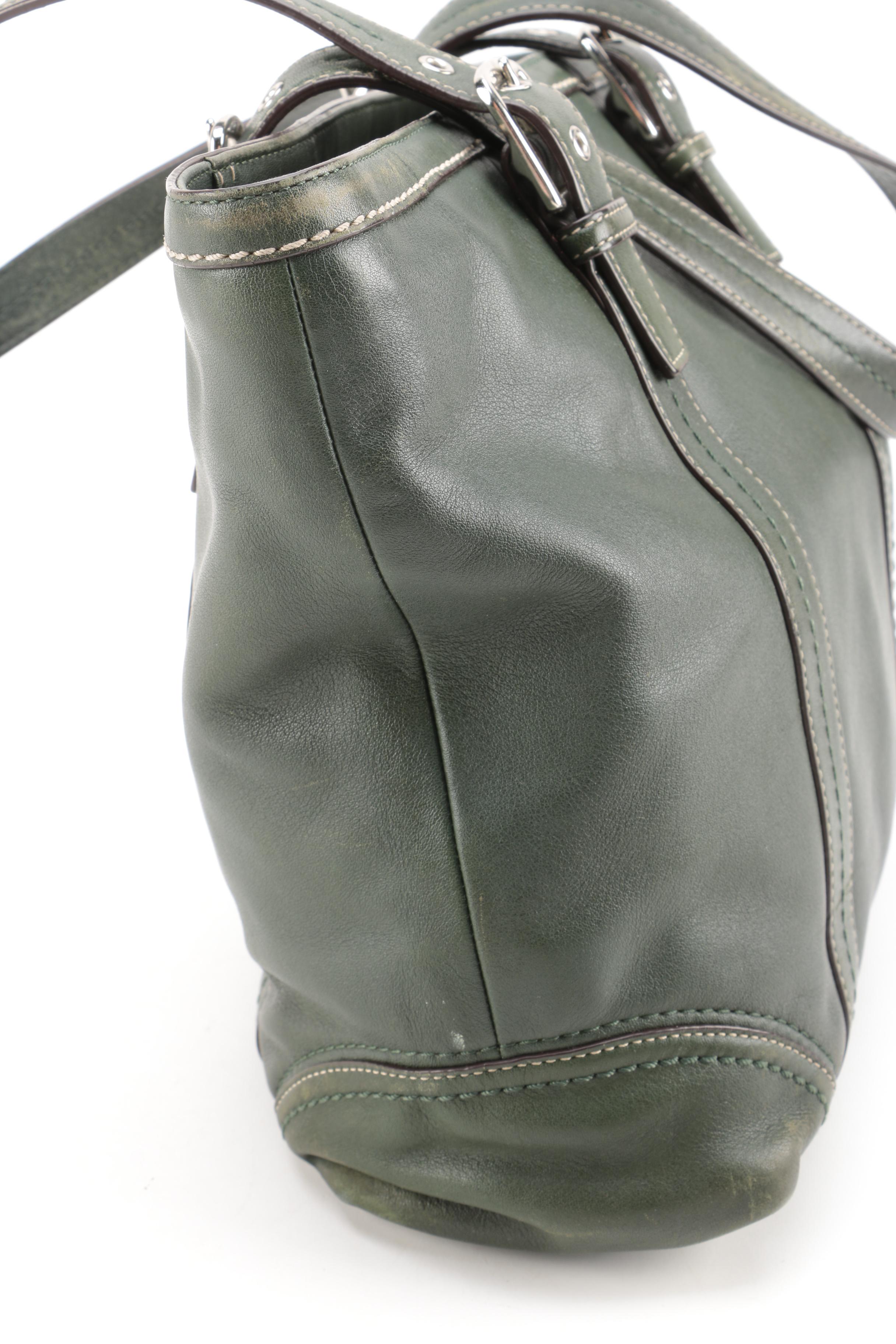 Coach Green Leather Tote Bag