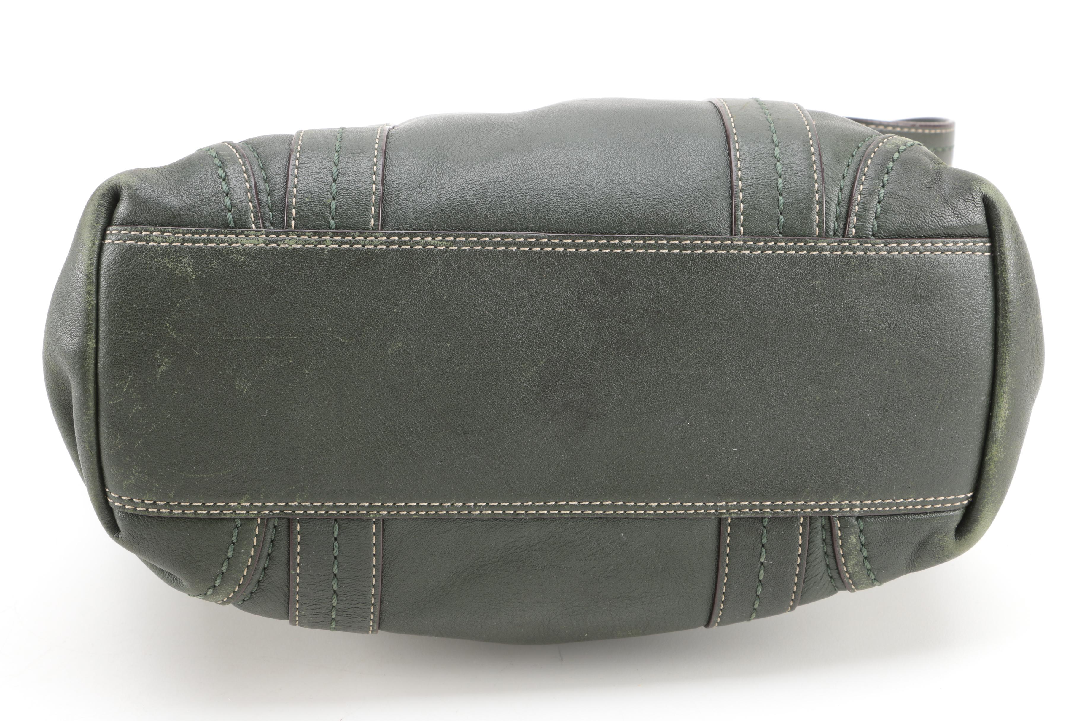 Coach Green Leather Tote Bag