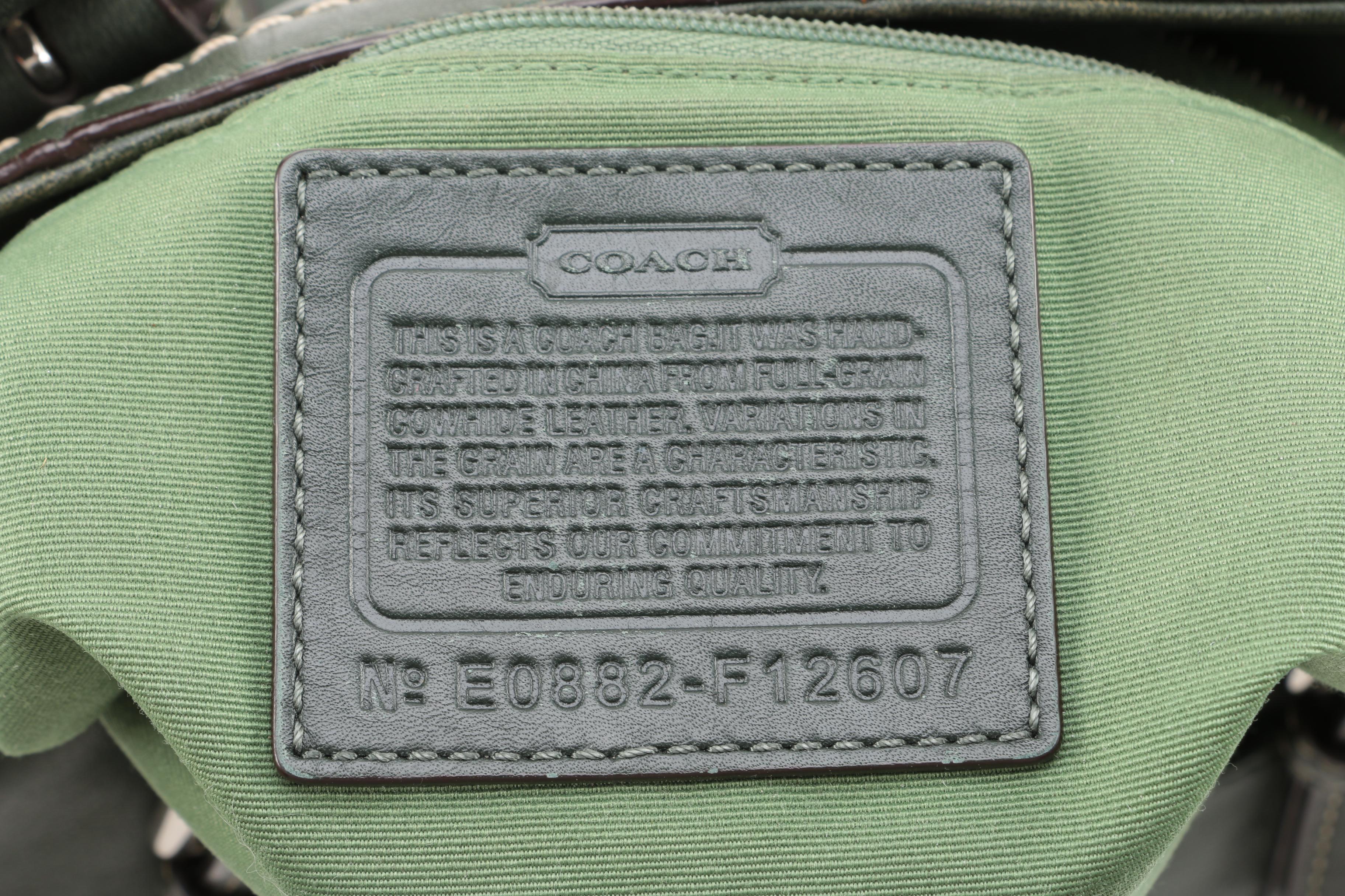 Coach Green Leather Tote Bag