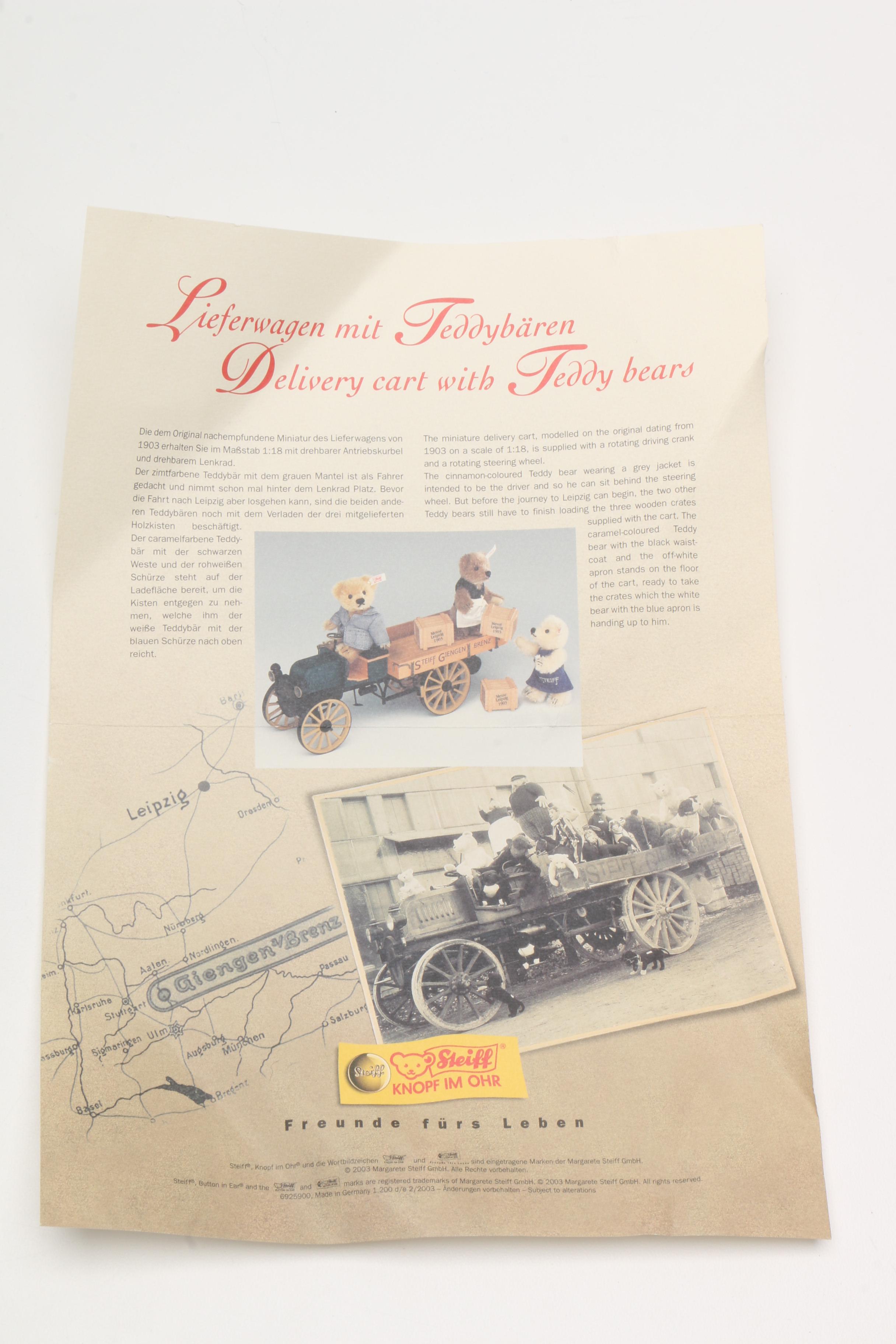 2003 Steiff Limited Edition Delivery Cart with Teddy Bears