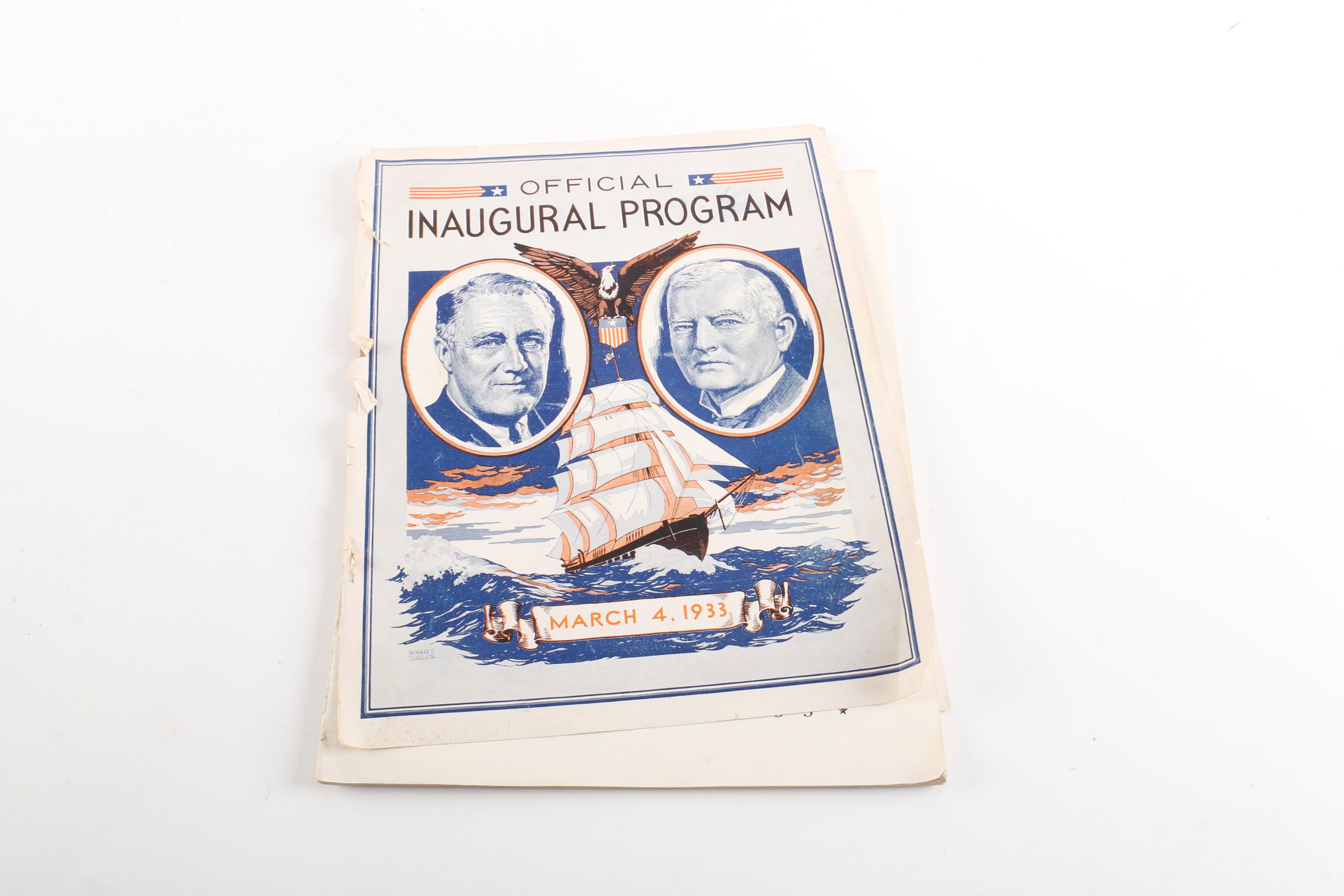 Franklin D. Roosevelt 1933 Inaugural Program with 1937 Inauguration Photos