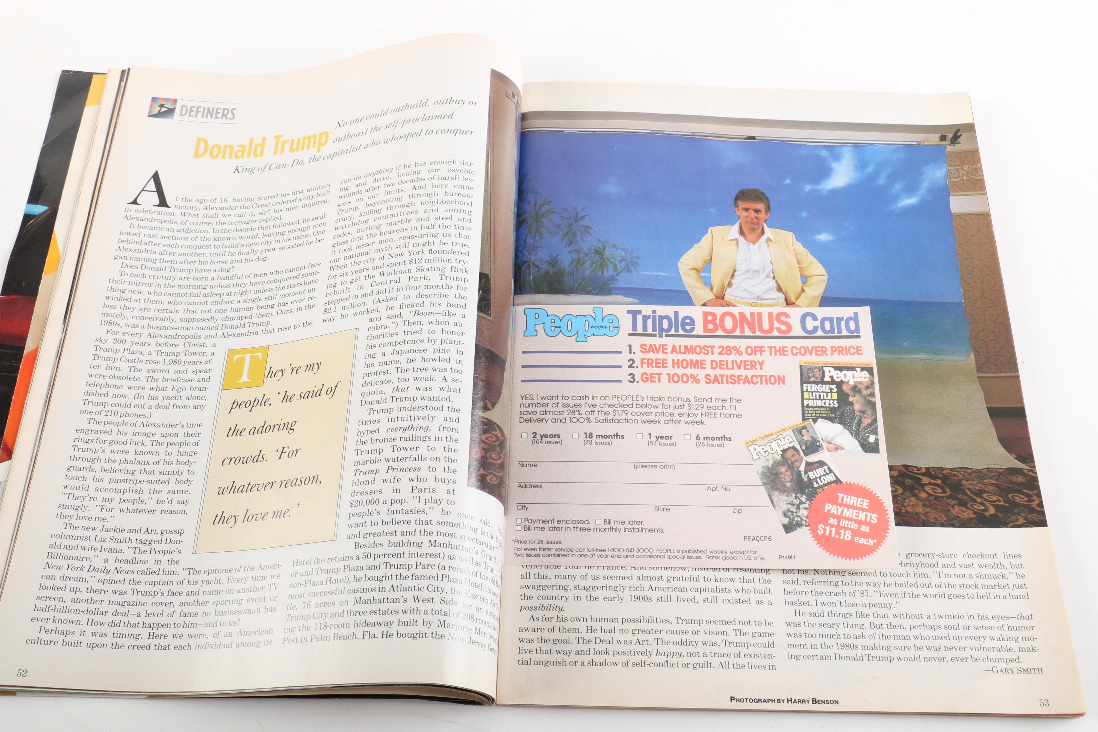 Fall 1989 "People" Magazine Featuring Donald Trump