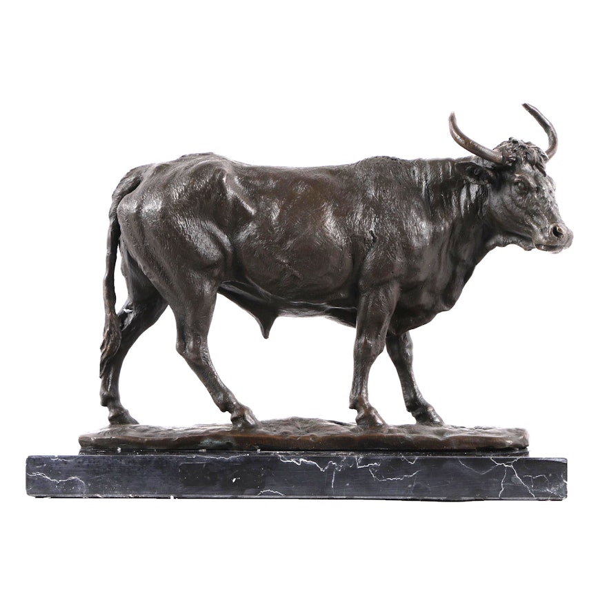 Brass Sculpture of Bull After Milo