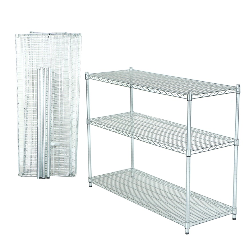 Two 37" Tall Metal Wire Shelving Units by Trinity