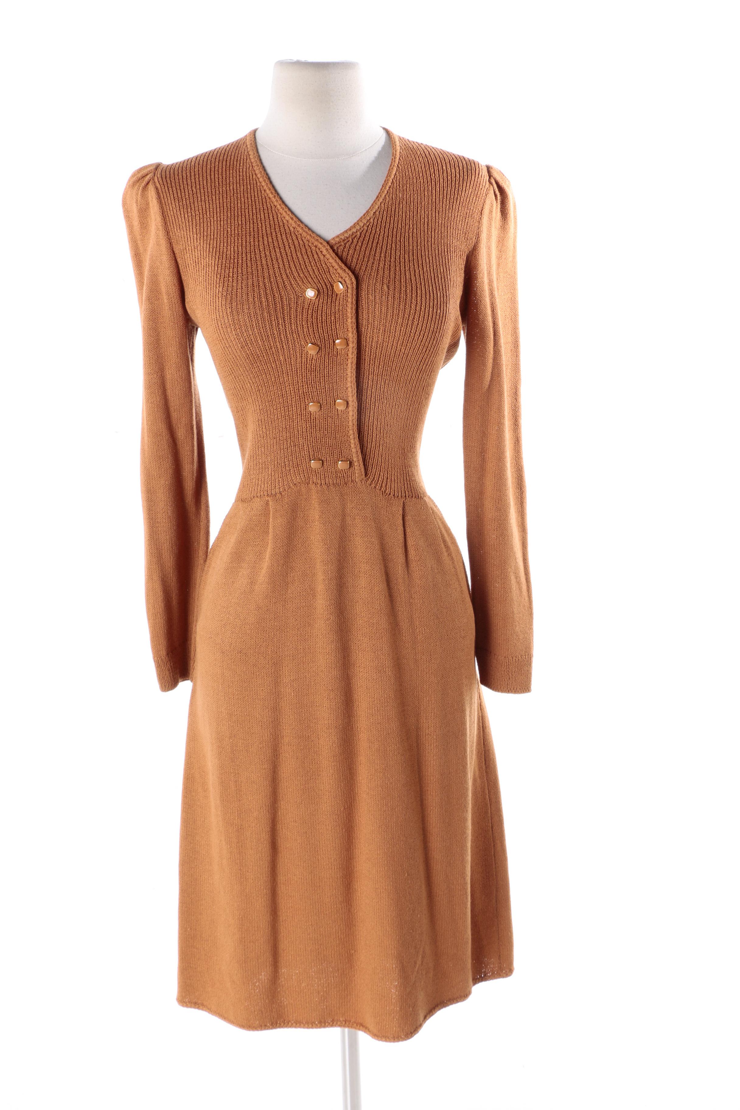 1970s Vintage St. John by Marie Gray Knit Cardigan and Dress