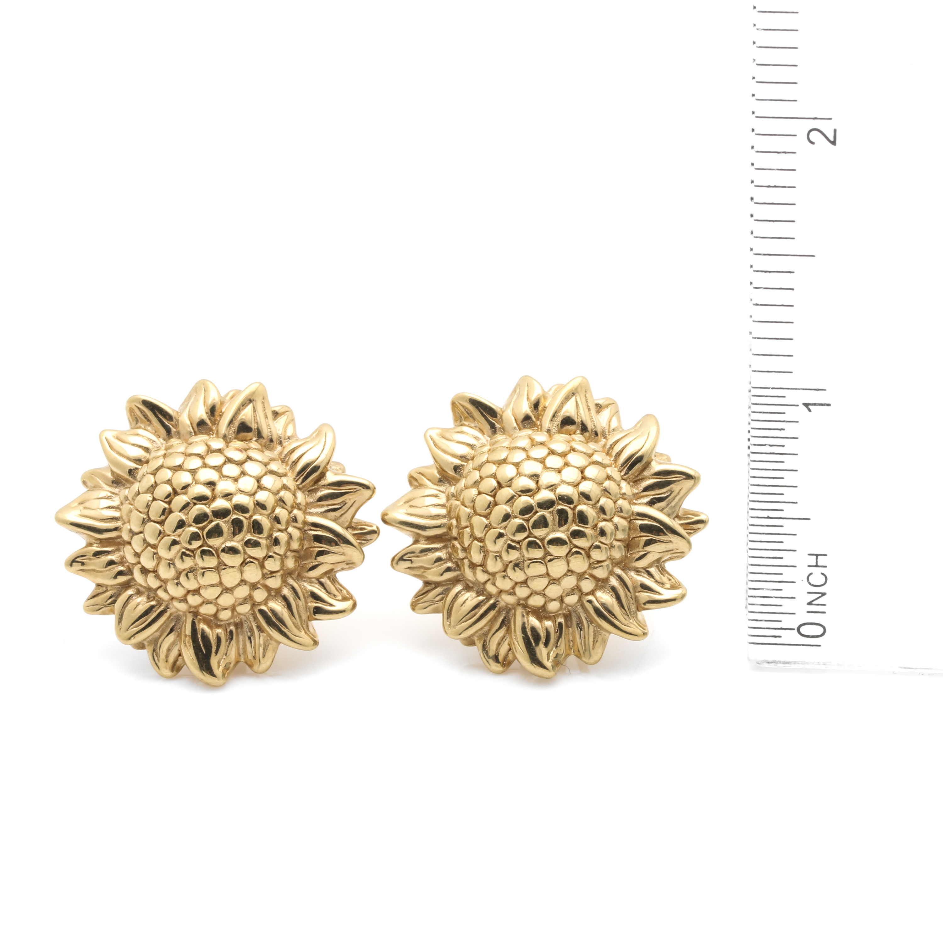 Aya Azrielant 18K Yellow Gold Sunflower Clip-On Earrings