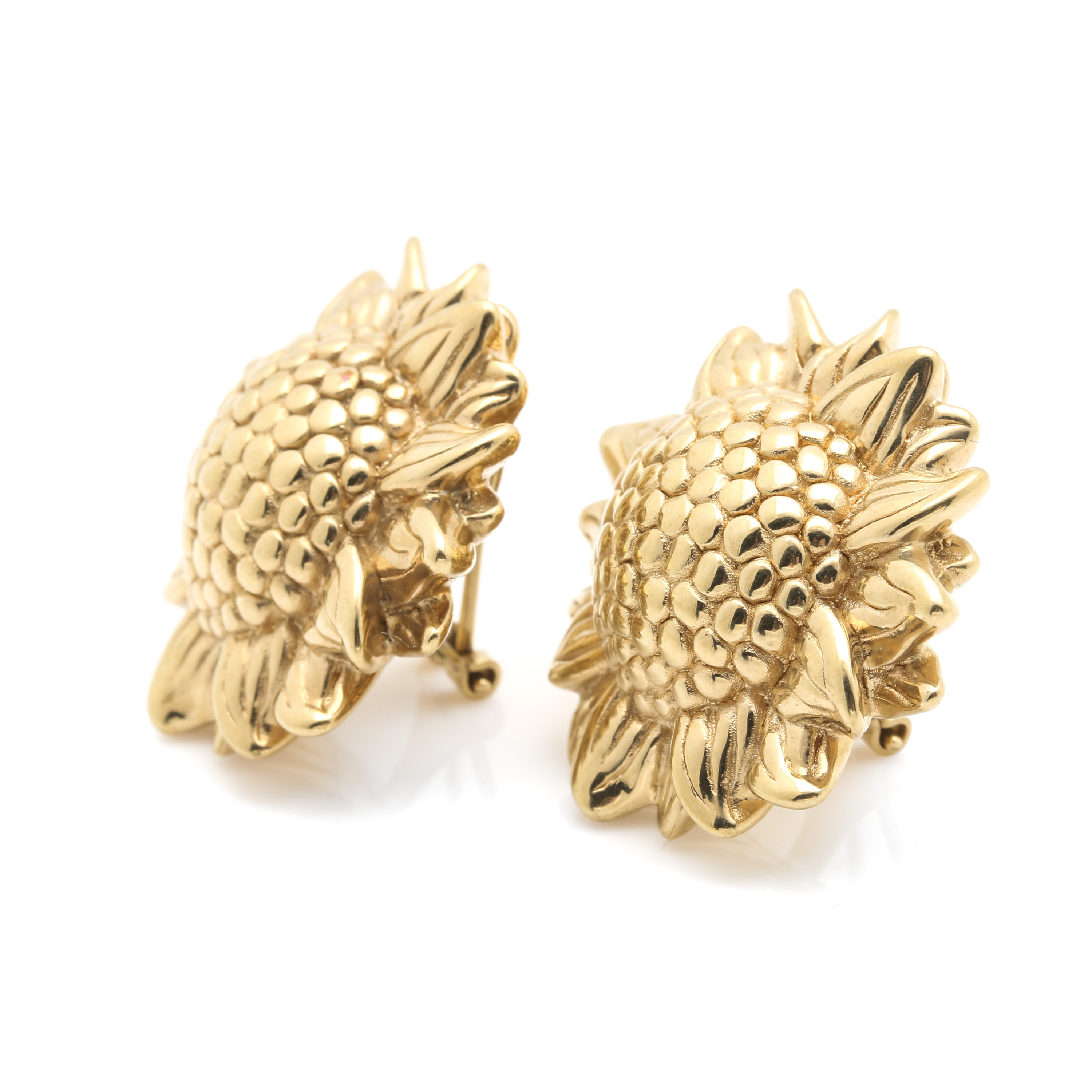 Aya Azrielant 18K Yellow Gold Sunflower Clip-On Earrings