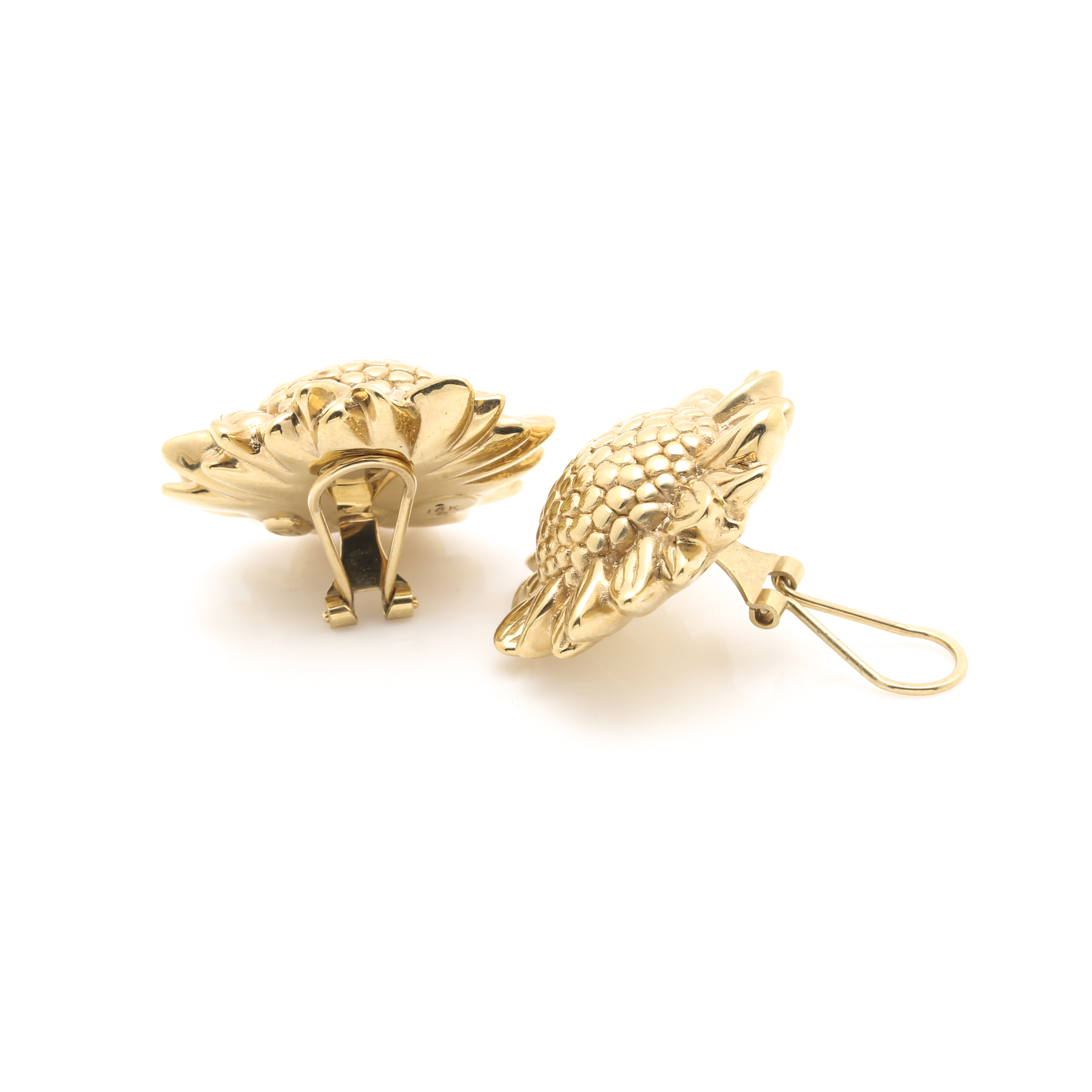 Aya Azrielant 18K Yellow Gold Sunflower Clip-On Earrings