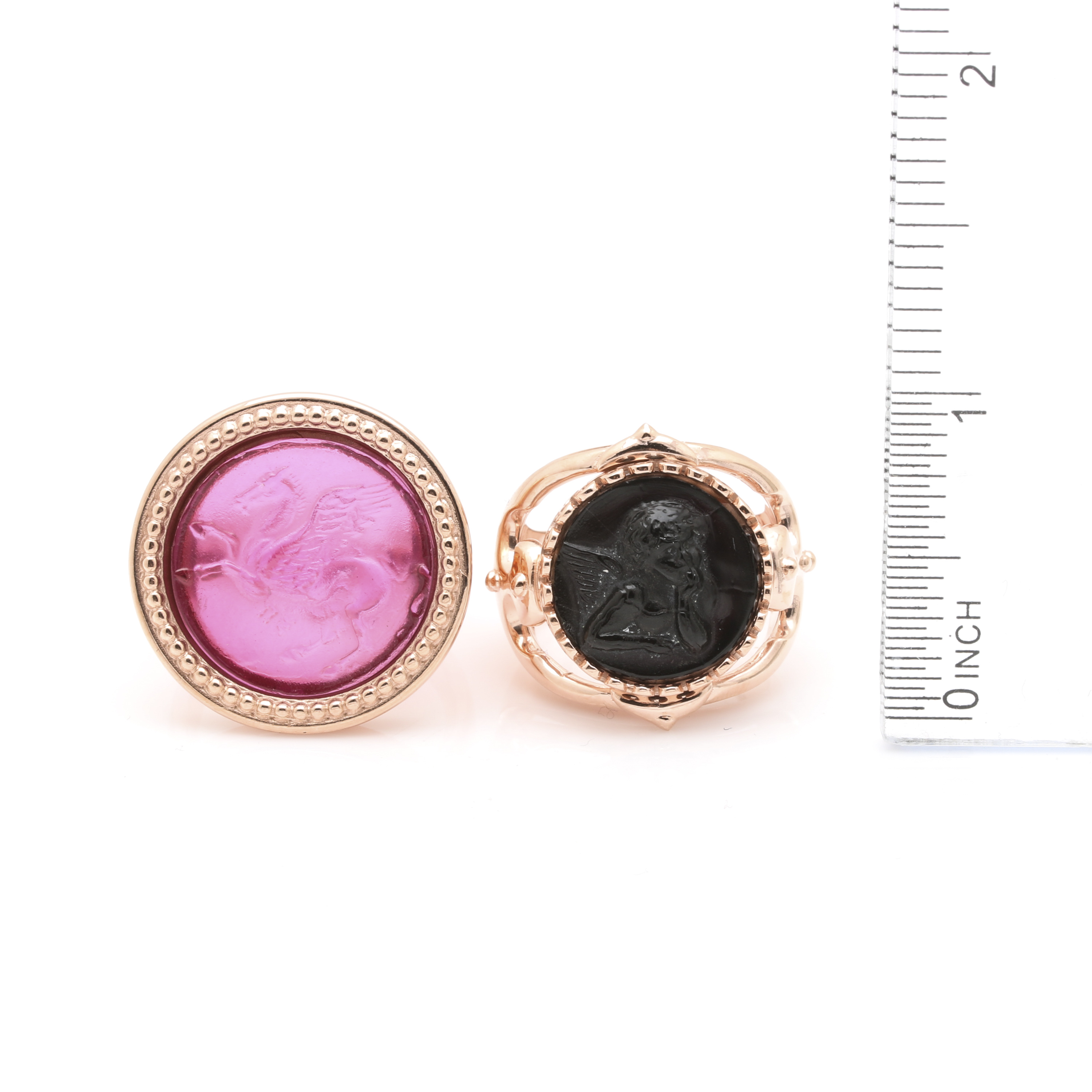 Italian Made Sterling Silver Glass Rings and Pendants