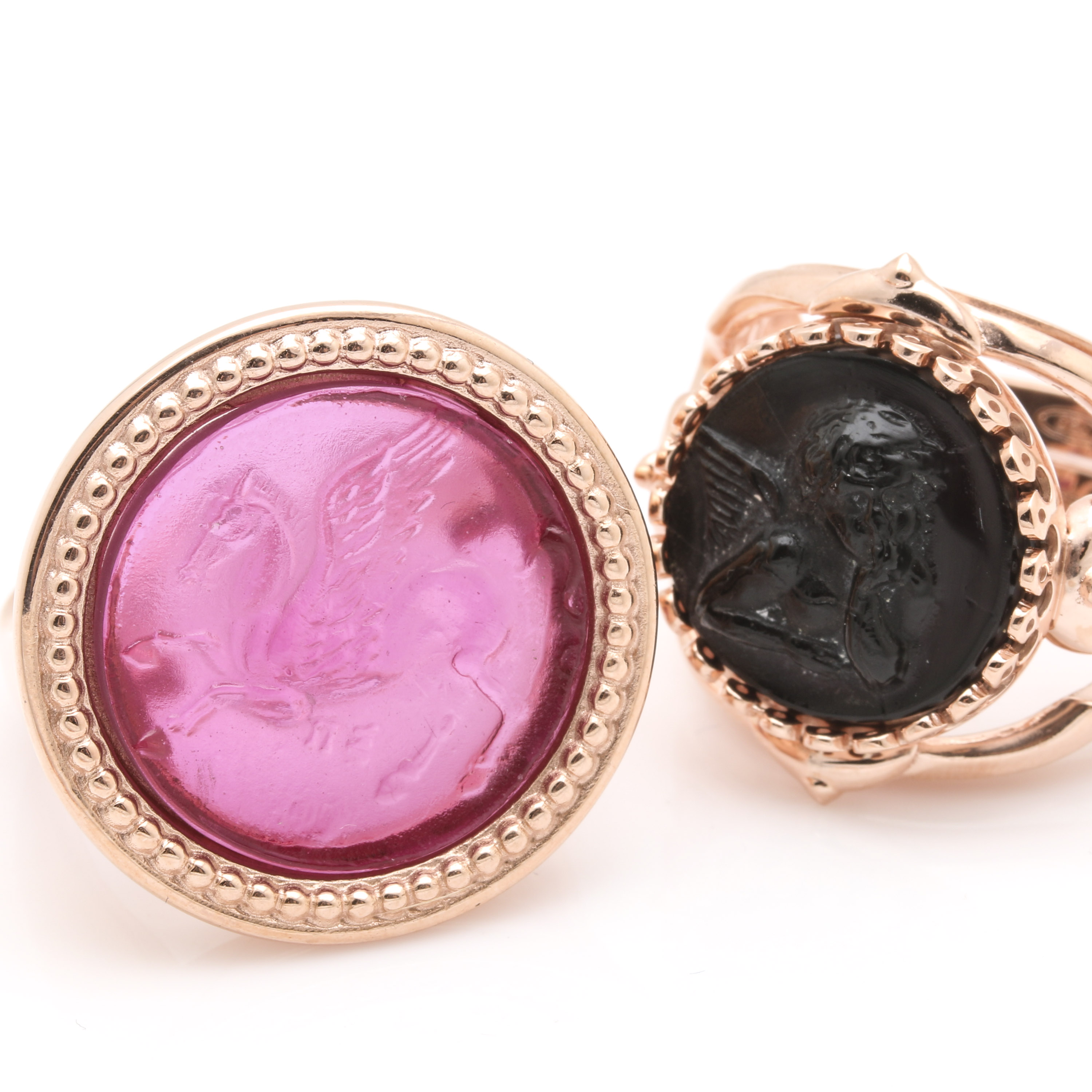 Italian Made Sterling Silver Glass Rings and Pendants