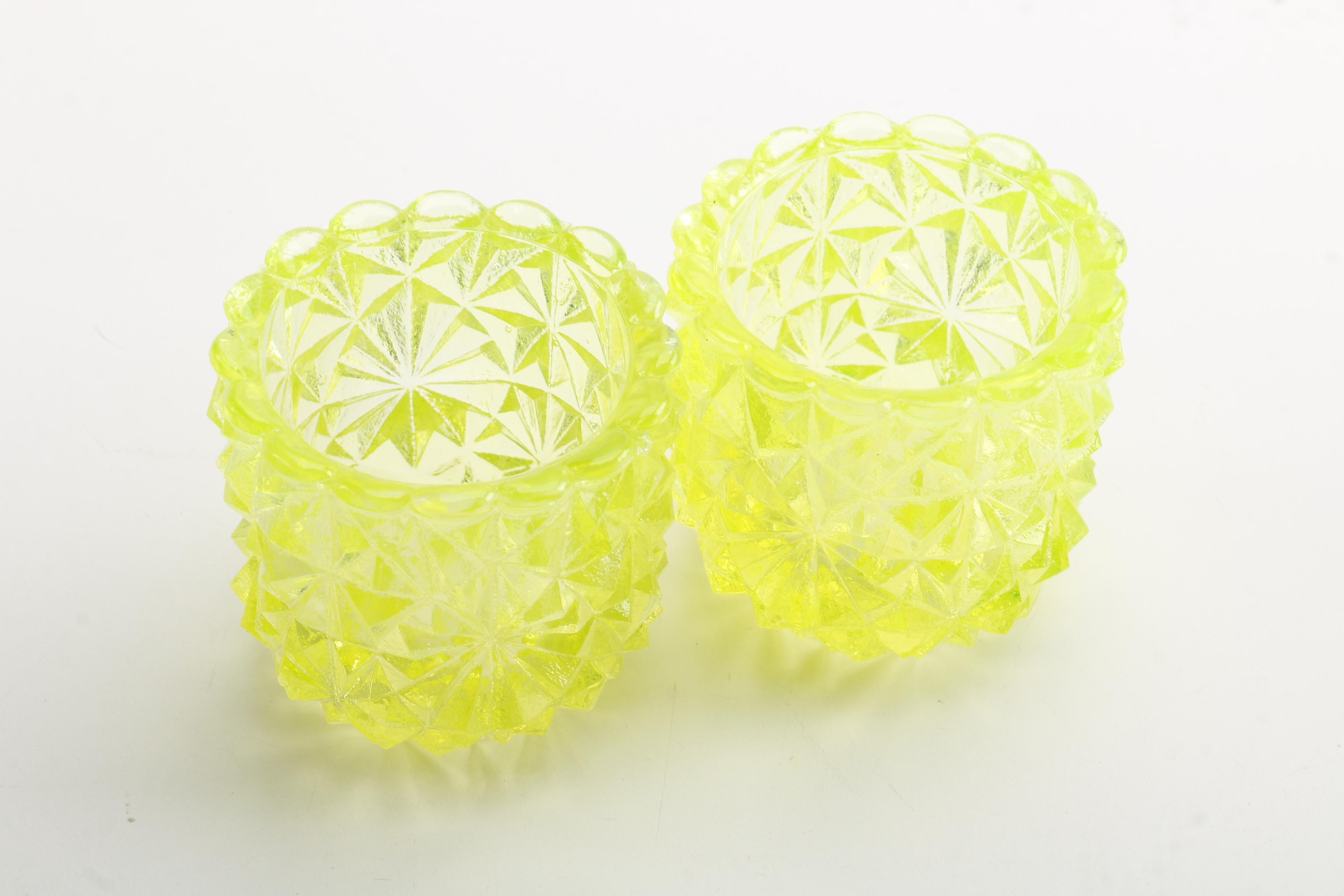 Vintage Faroy Yellow Vaseline Glass Salt Cellar