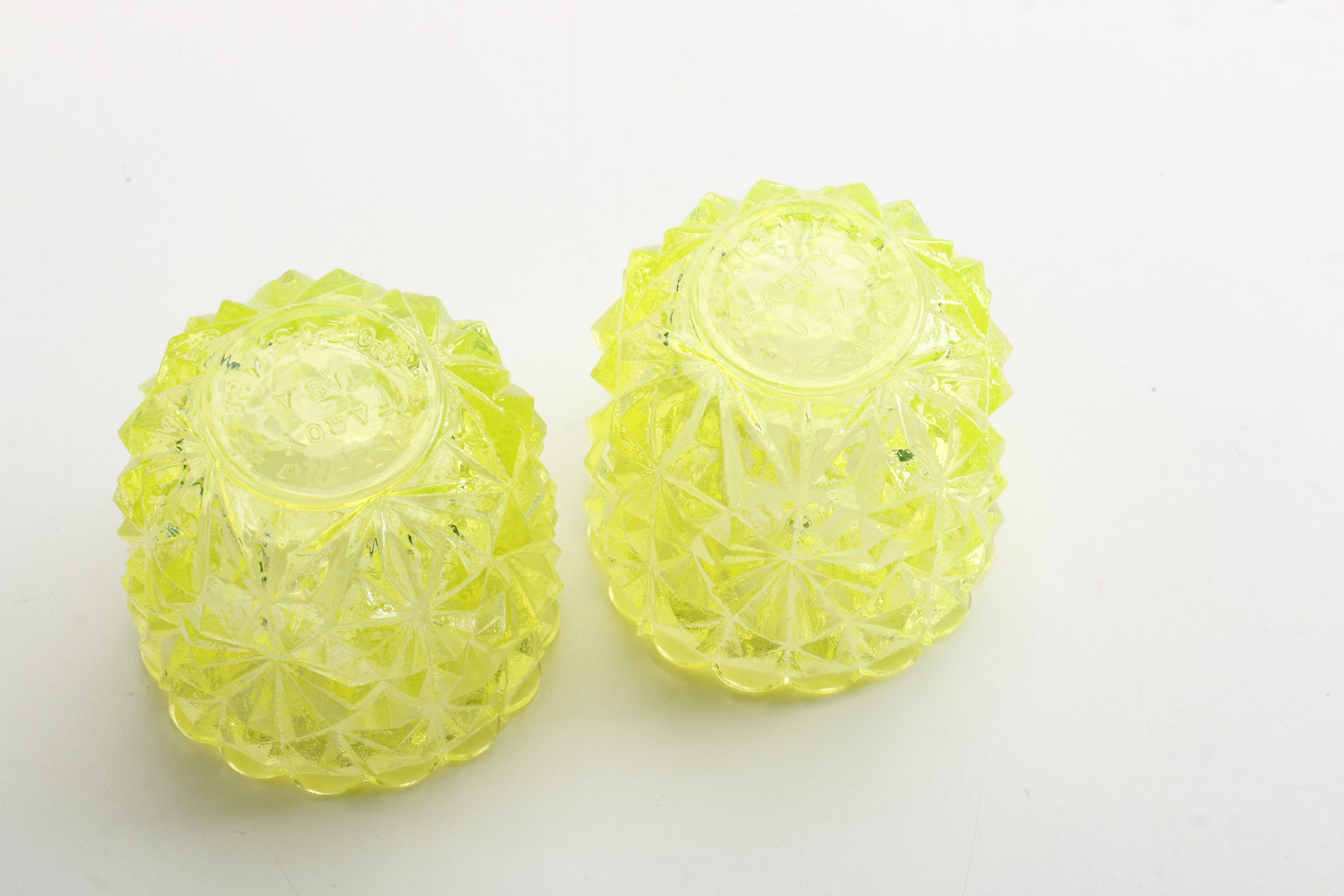 Vintage Faroy Yellow Vaseline Glass Salt Cellar