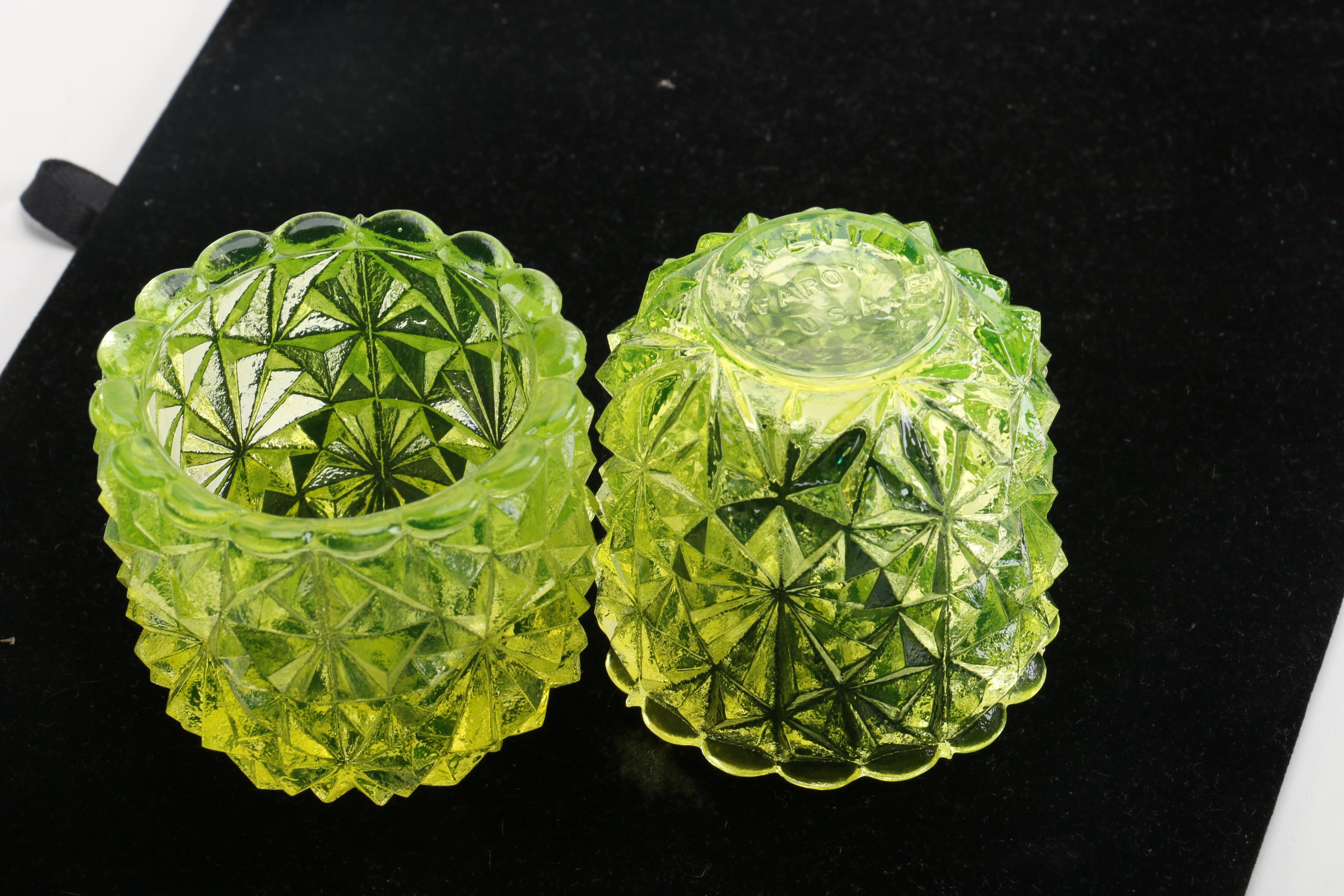 Vintage Faroy Yellow Vaseline Glass Salt Cellar