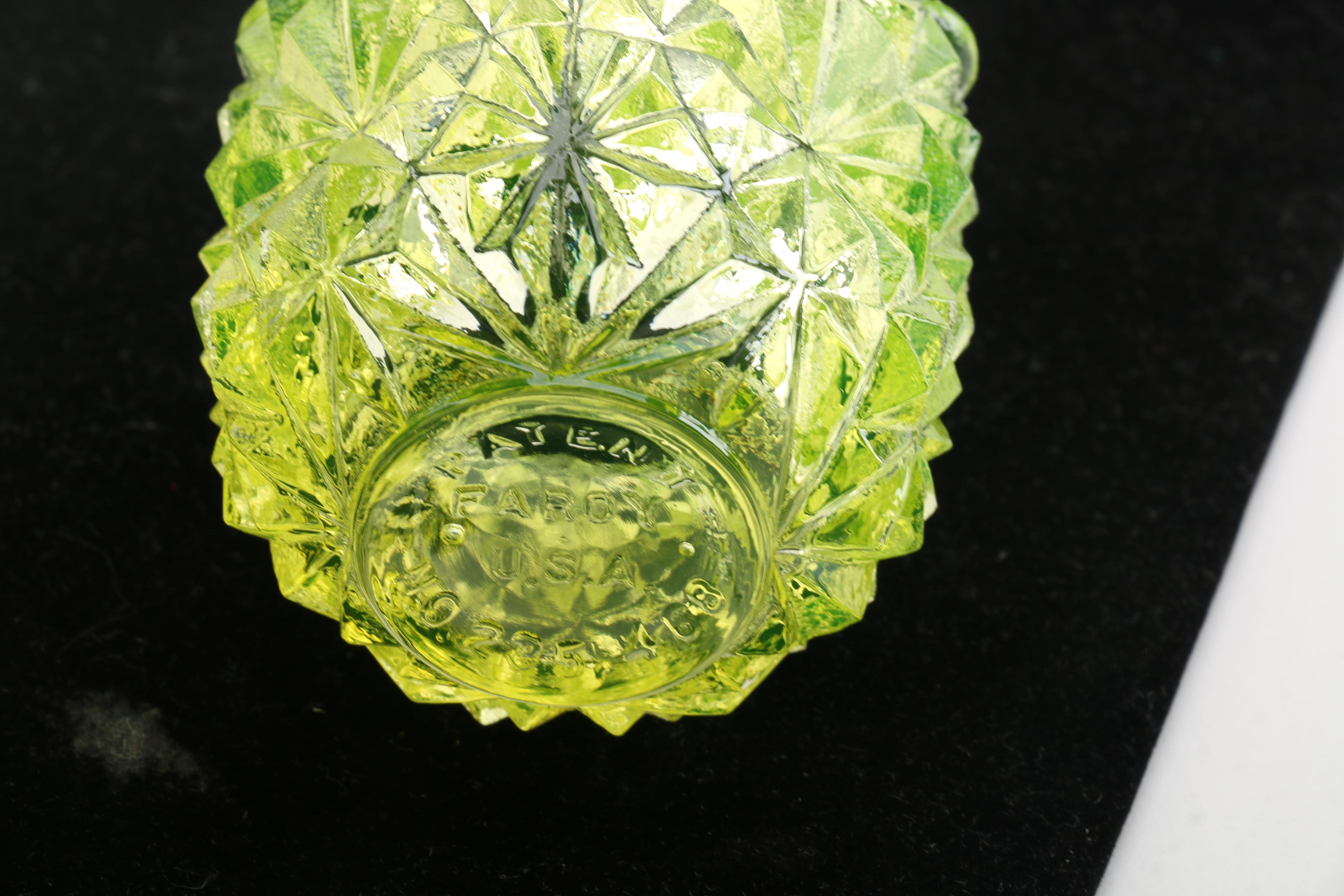 Vintage Faroy Yellow Vaseline Glass Salt Cellar