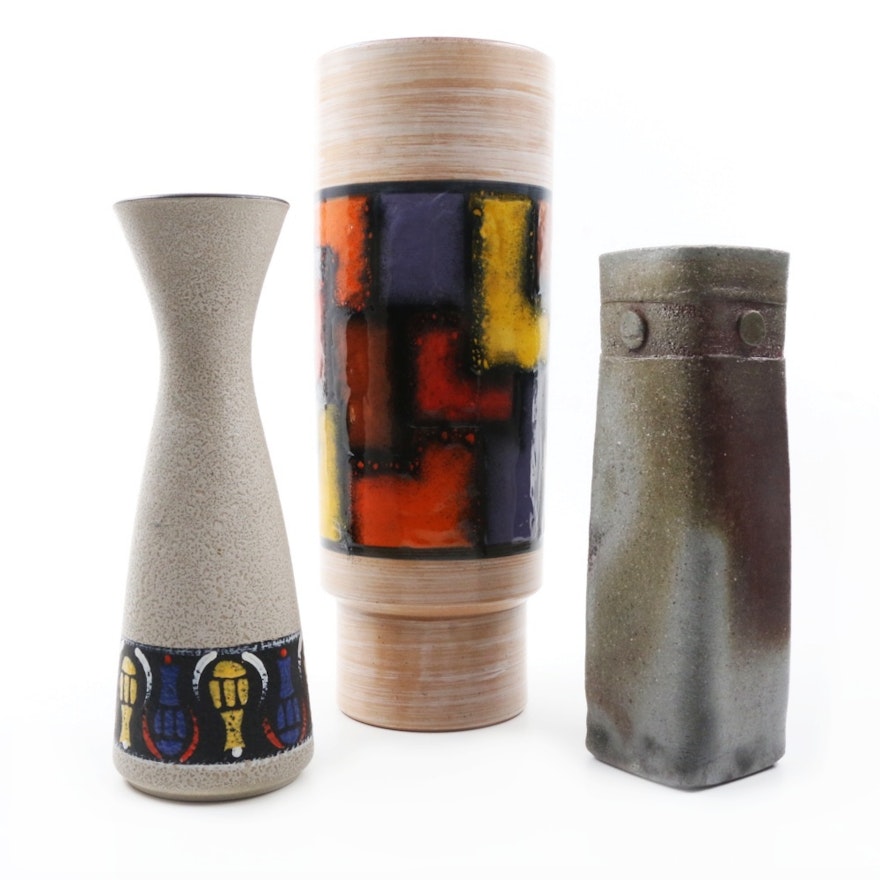 Mid-Century Modern Art Pottery Vases including Aldo Londi Bitossi